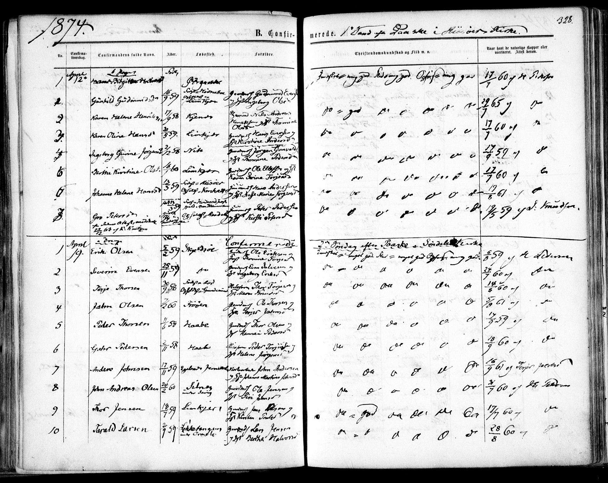 Søndeled sokneprestkontor, AV/SAK-1111-0038/F/Fa/L0003: Parish register (official) no. A 3, 1861-1879, p. 328