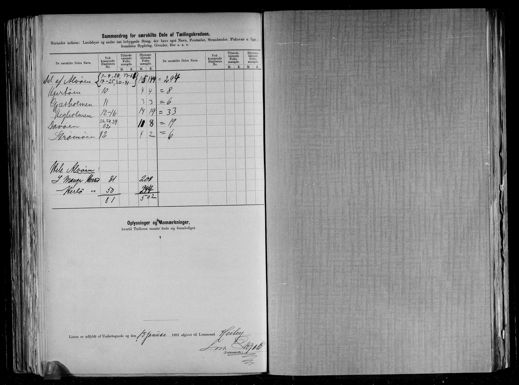 RA, 1891 census for 1258 Herdla, 1891, p. 21