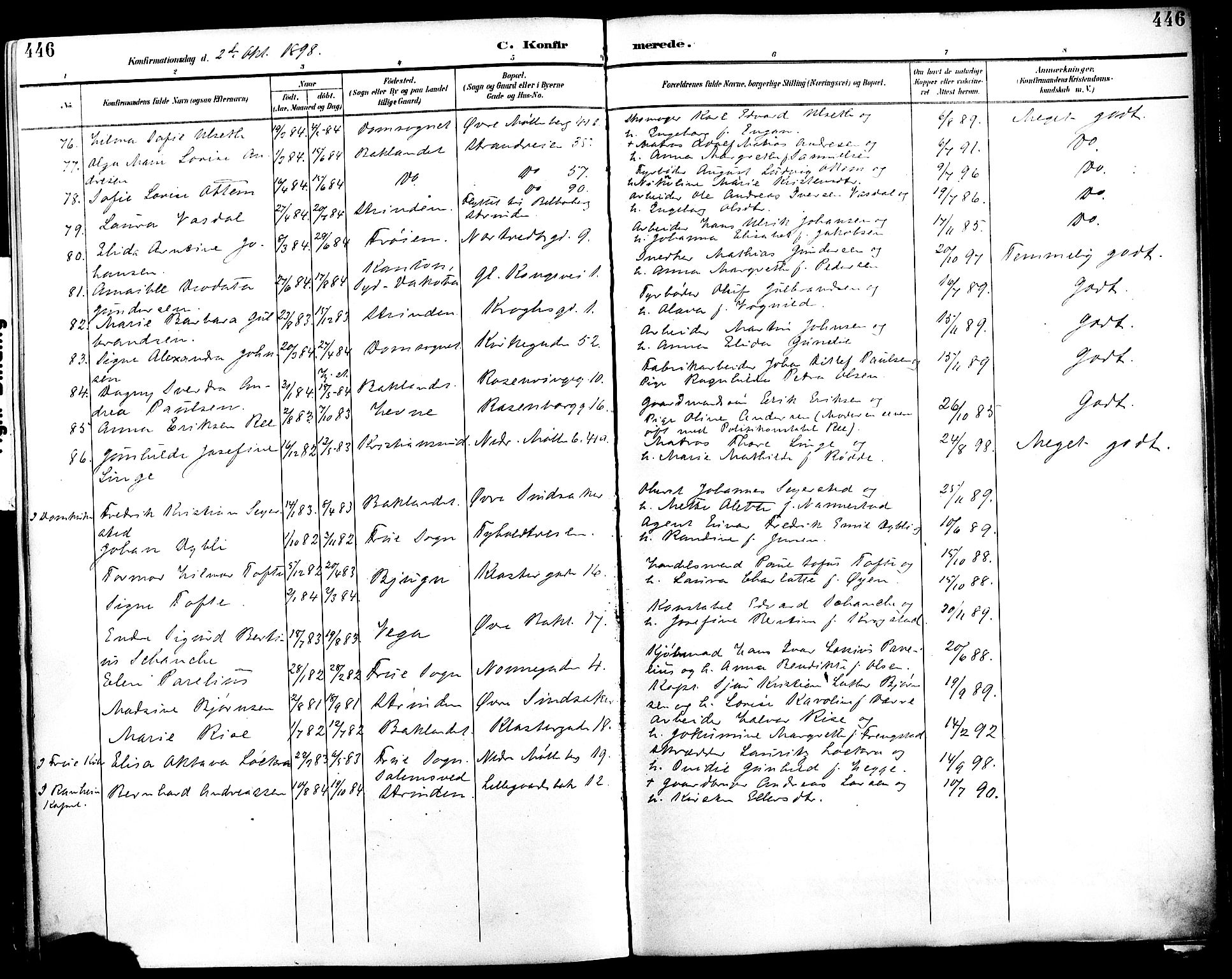 Ministerialprotokoller, klokkerbøker og fødselsregistre - Sør-Trøndelag, SAT/A-1456/604/L0197: Parish register (official) no. 604A18, 1893-1900, p. 446