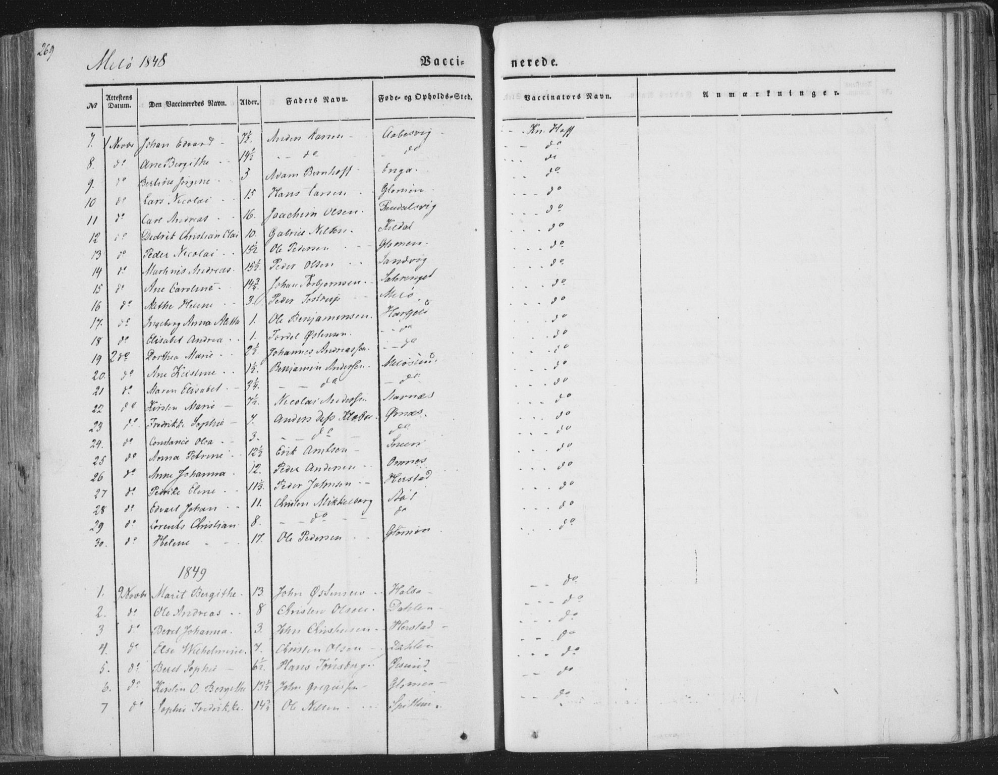 Ministerialprotokoller, klokkerbøker og fødselsregistre - Nordland, SAT/A-1459/841/L0604: Parish register (official) no. 841A09 /2, 1845-1862, p. 269