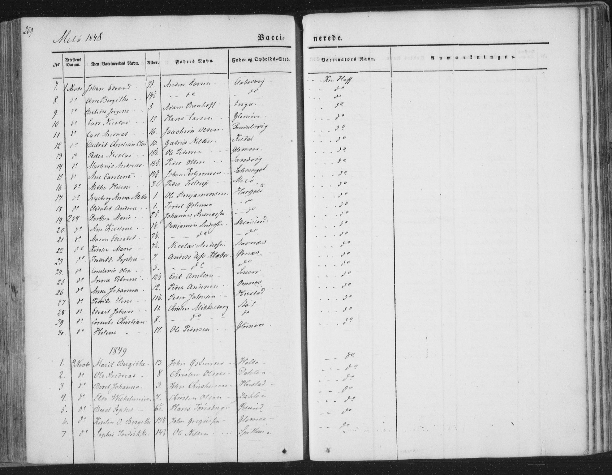 Ministerialprotokoller, klokkerbøker og fødselsregistre - Nordland, AV/SAT-A-1459/841/L0604: Parish register (official) no. 841A09 /2, 1845-1862, p. 269