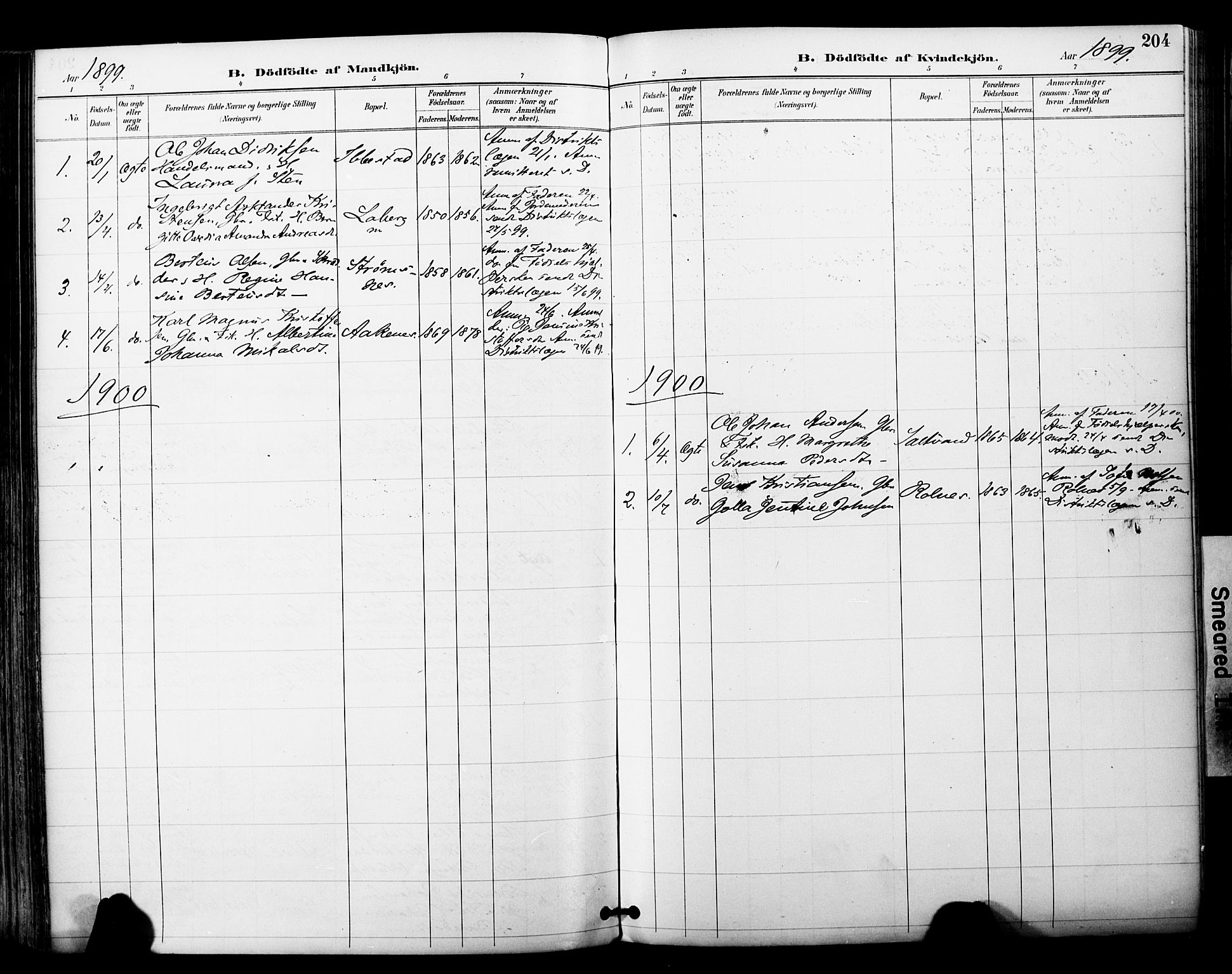 Ibestad sokneprestembete, SATØ/S-0077/H/Ha/Haa/L0012kirke: Parish register (official) no. 12, 1890-1900, p. 204