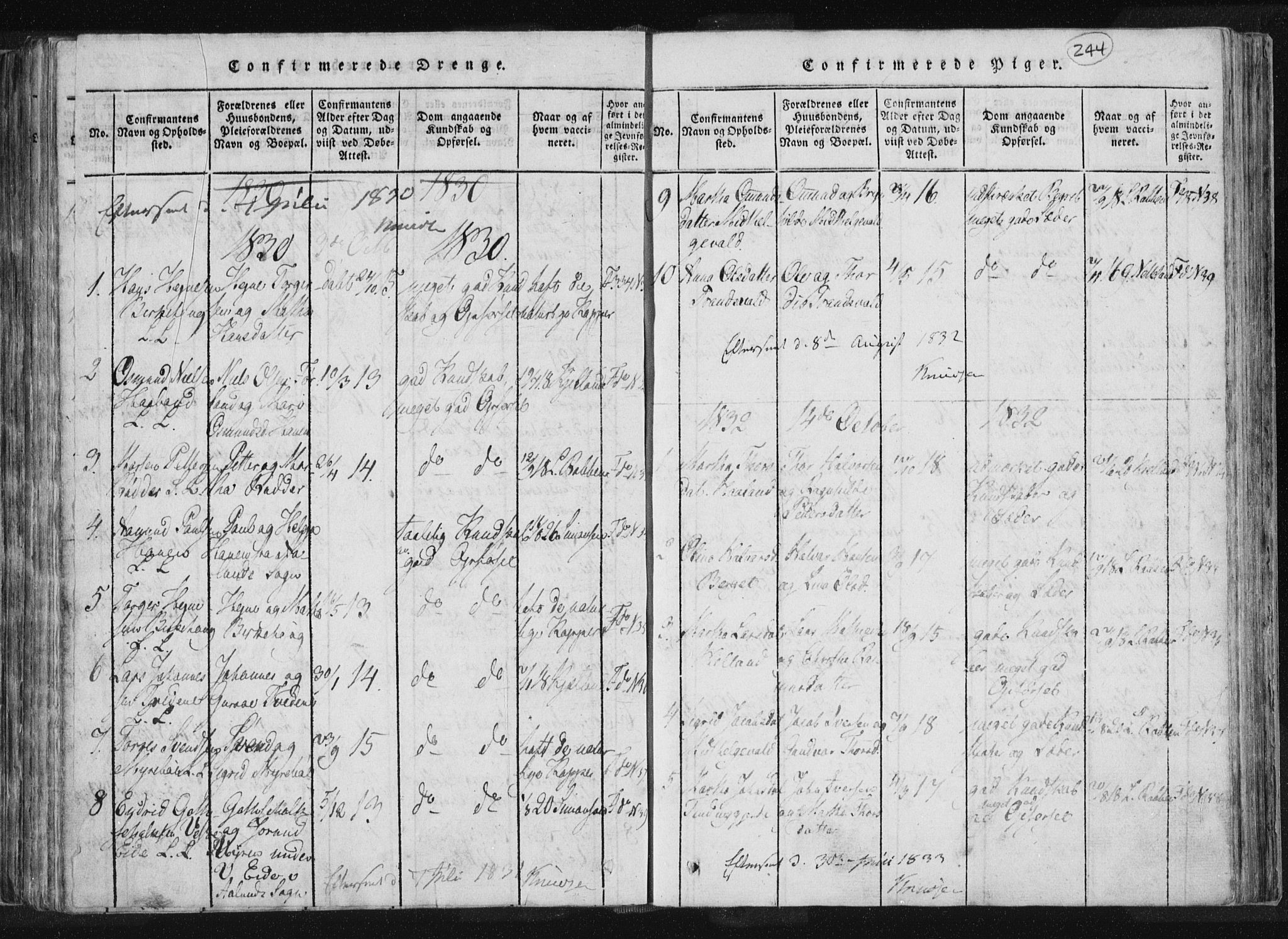 Vikedal sokneprestkontor, AV/SAST-A-101840/01/IV: Parish register (official) no. A 4, 1816-1850, p. 244