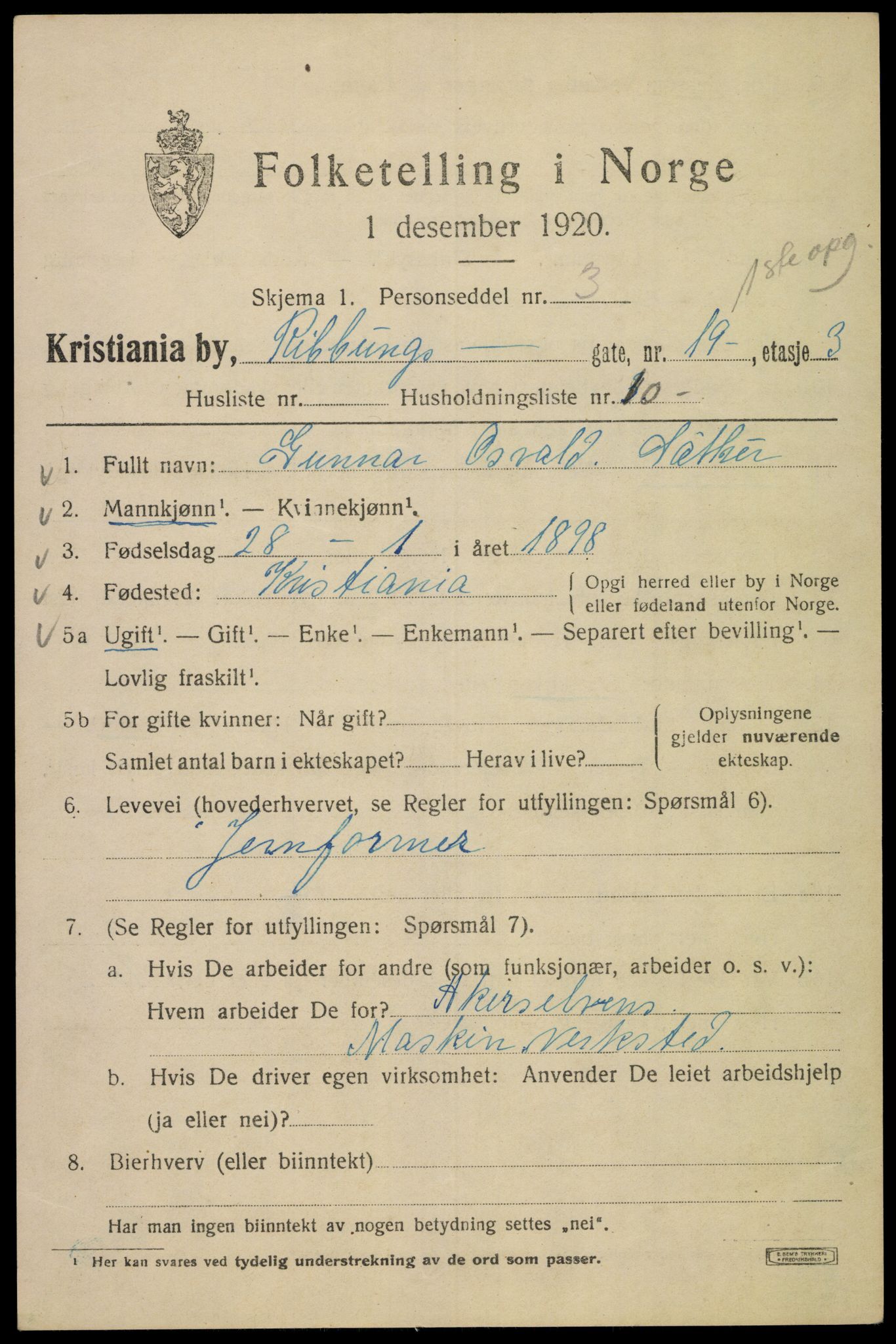 SAO, 1920 census for Kristiania, 1920, p. 462413