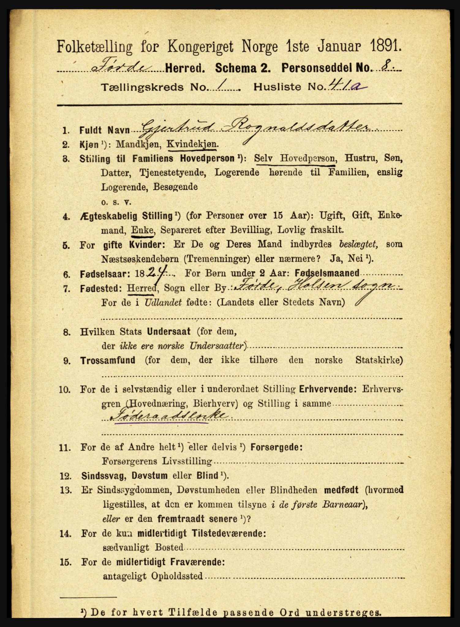 RA, 1891 census for 1432 Førde, 1891, p. 401