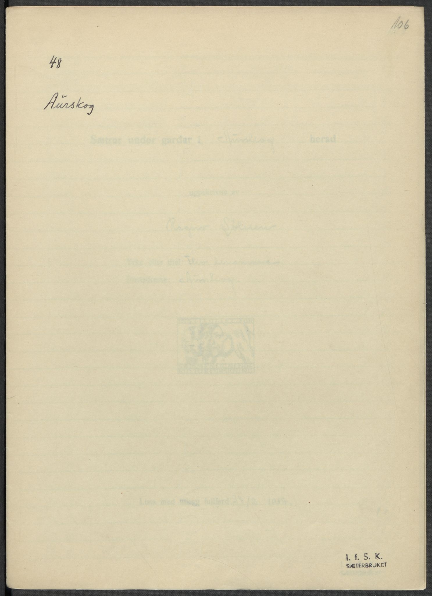 Instituttet for sammenlignende kulturforskning, AV/RA-PA-0424/F/Fc/L0002/0002: Eske B2: / Akershus (perm II), 1932-1936, p. 106