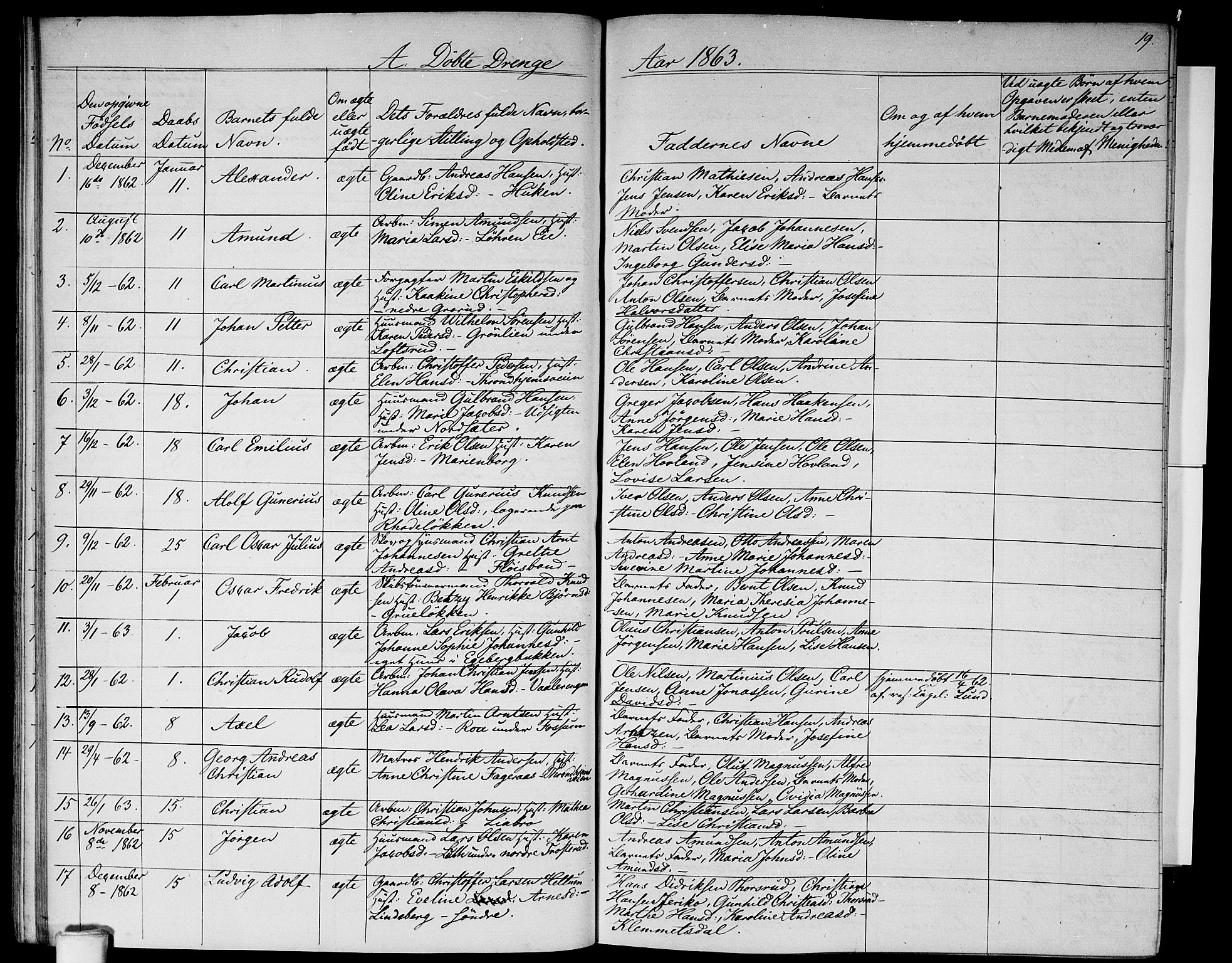 Østre Aker prestekontor Kirkebøker, SAO/A-10840/G/Ga/L0002: Parish register (copy) no. I 2, 1861-1867, p. 19