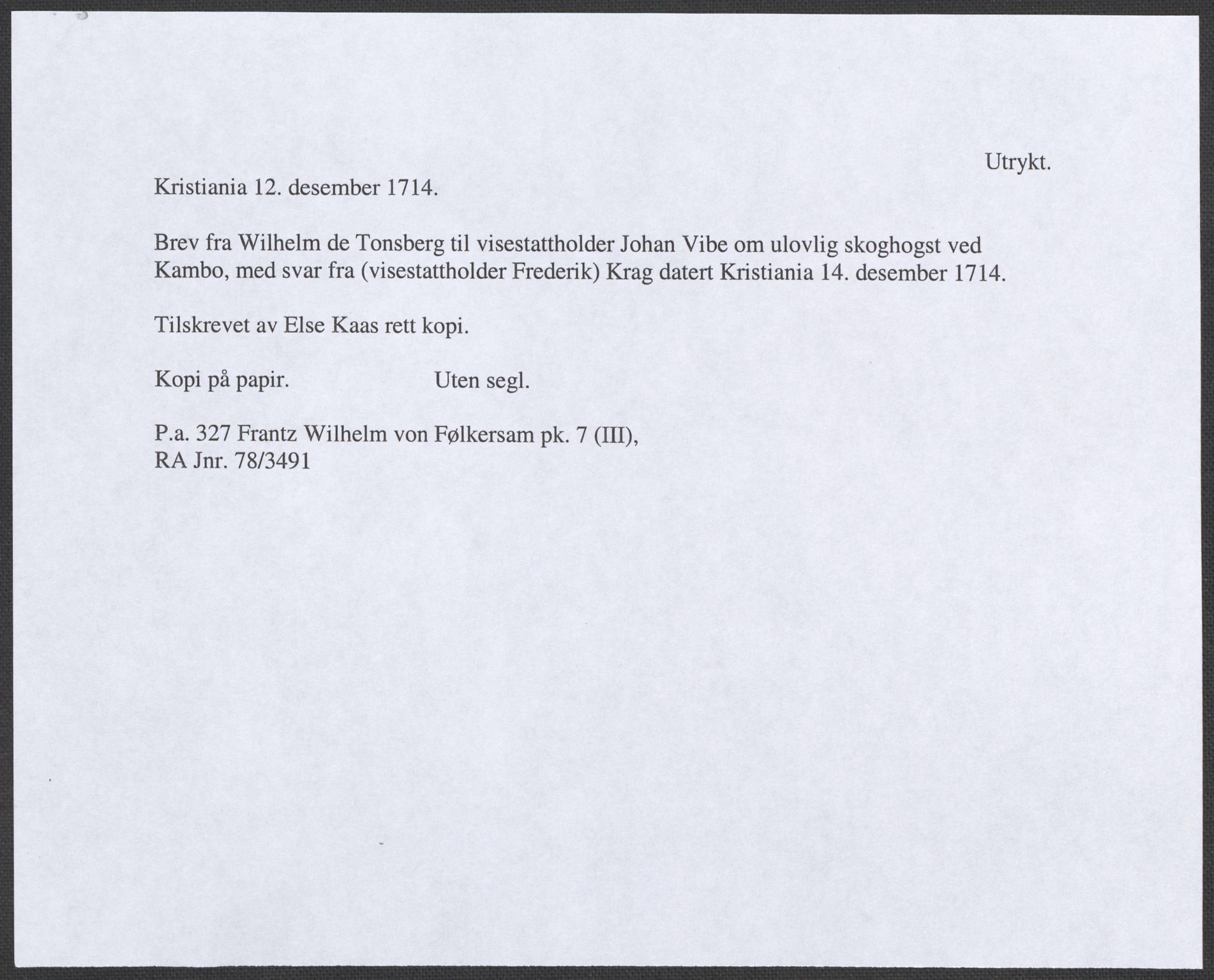 Riksarkivets diplomsamling, RA/EA-5965/F12/L0006: Pk. 7 (III), 1589-1716, p. 64