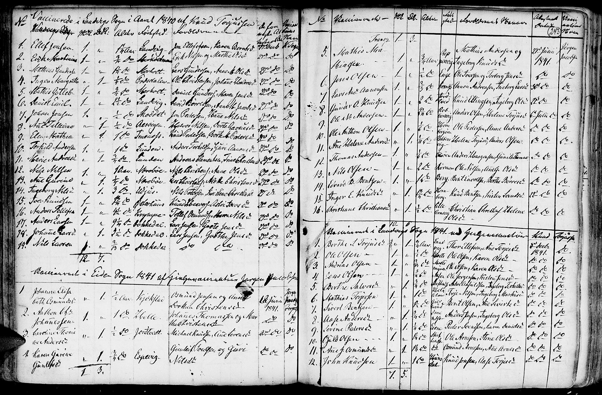 Hommedal sokneprestkontor, AV/SAK-1111-0023/F/Fa/Fab/L0002: Parish register (official) no. A 2 /1, 1741-1848, p. 243