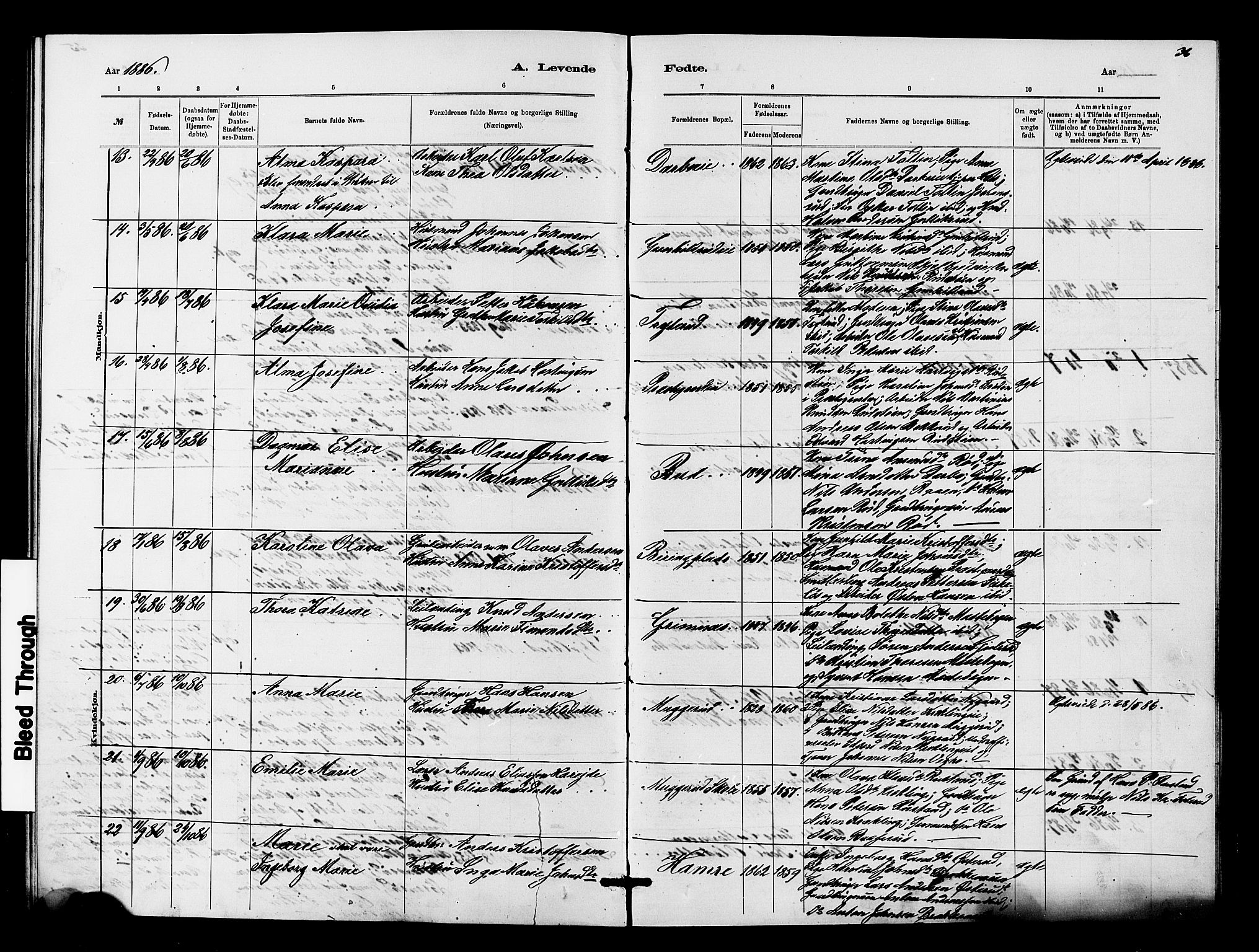 Fiskum kirkebøker, AV/SAKO-A-15/G/Ga/L0004: Parish register (copy) no. 4, 1878-1887, p. 36