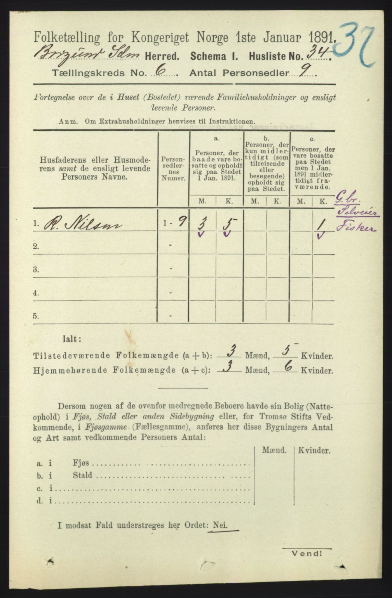 RA, 1891 census for 1531 Borgund, 1891, p. 1564