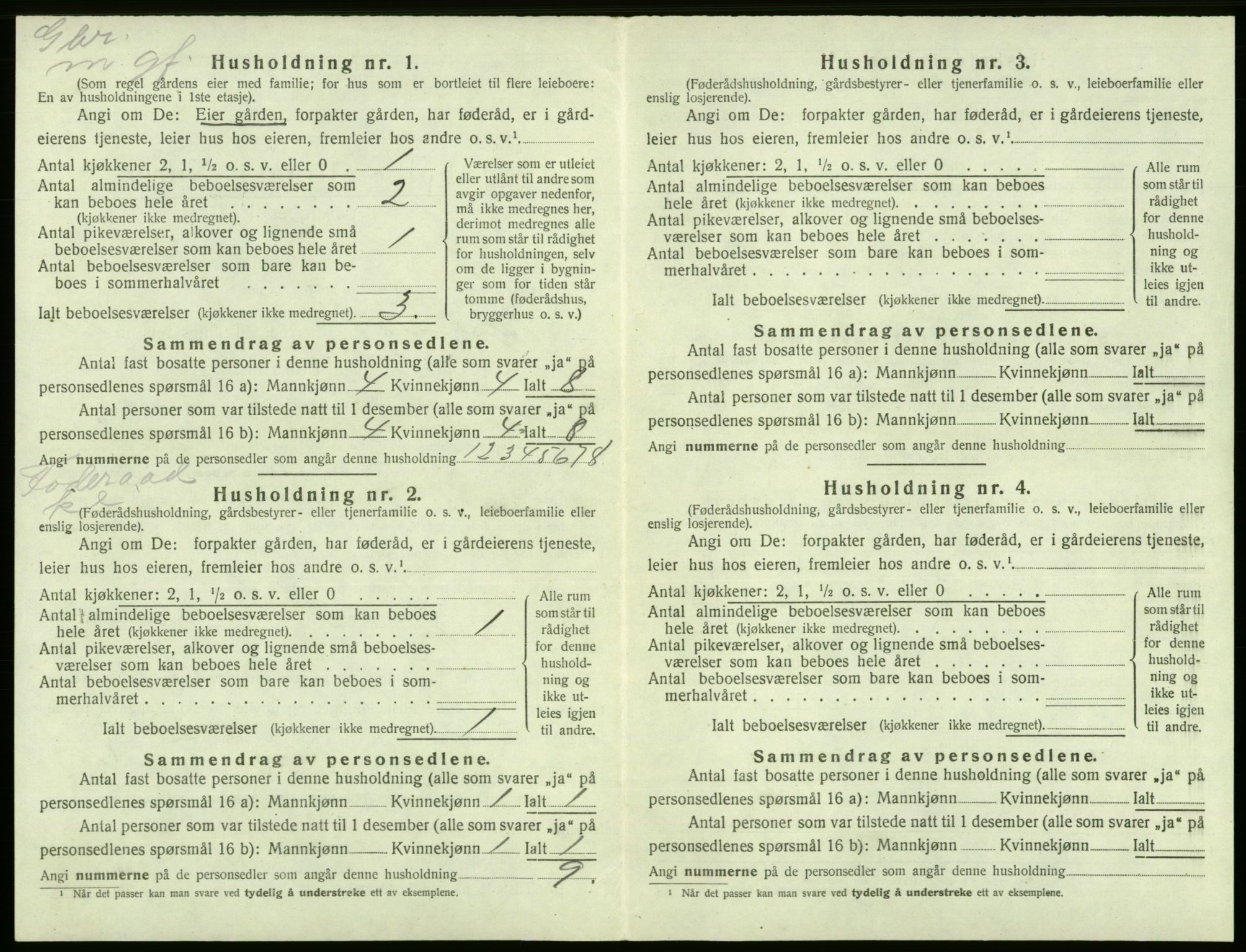 SAB, 1920 census for Tysnes, 1920, p. 990