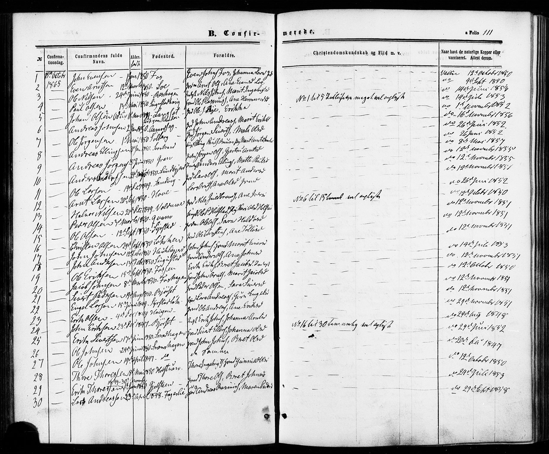 Ministerialprotokoller, klokkerbøker og fødselsregistre - Sør-Trøndelag, SAT/A-1456/672/L0856: Parish register (official) no. 672A08, 1861-1881, p. 111