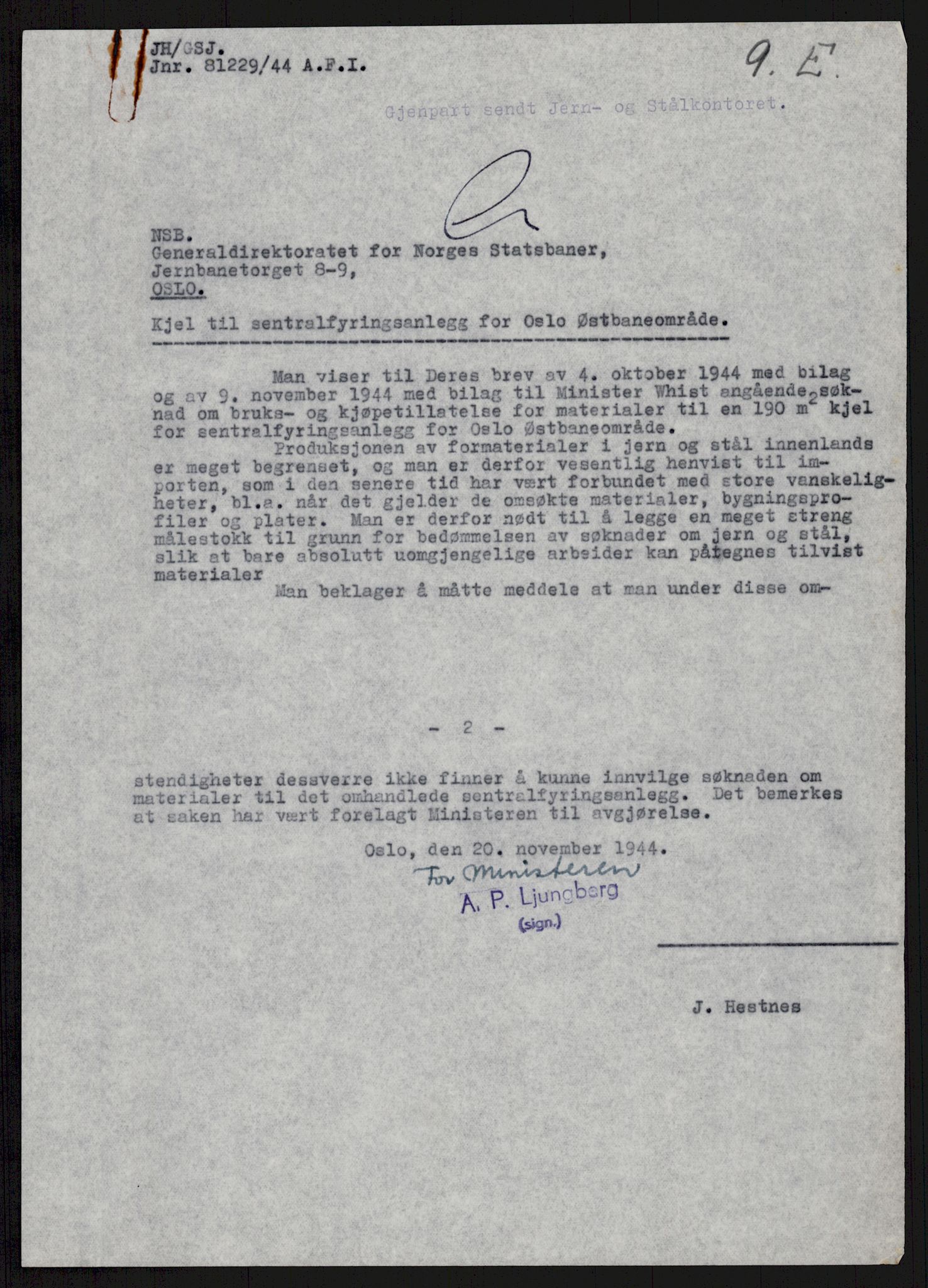 Direktoratet for industriforsyning, Sekretariatet, AV/RA-S-4153/D/Df/L0055: 9. Metallkontoret, 1940-1945, p. 73