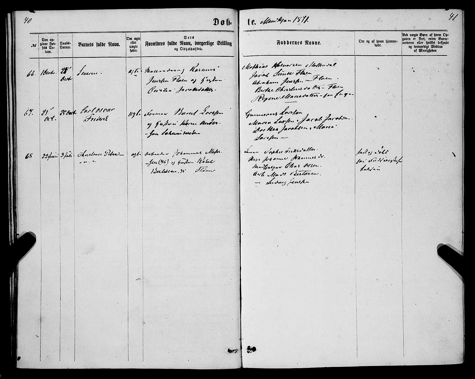 St. Jørgens hospital og Årstad sokneprestembete, AV/SAB-A-99934: Parish register (official) no. A 6, 1870-1878, p. 40-41