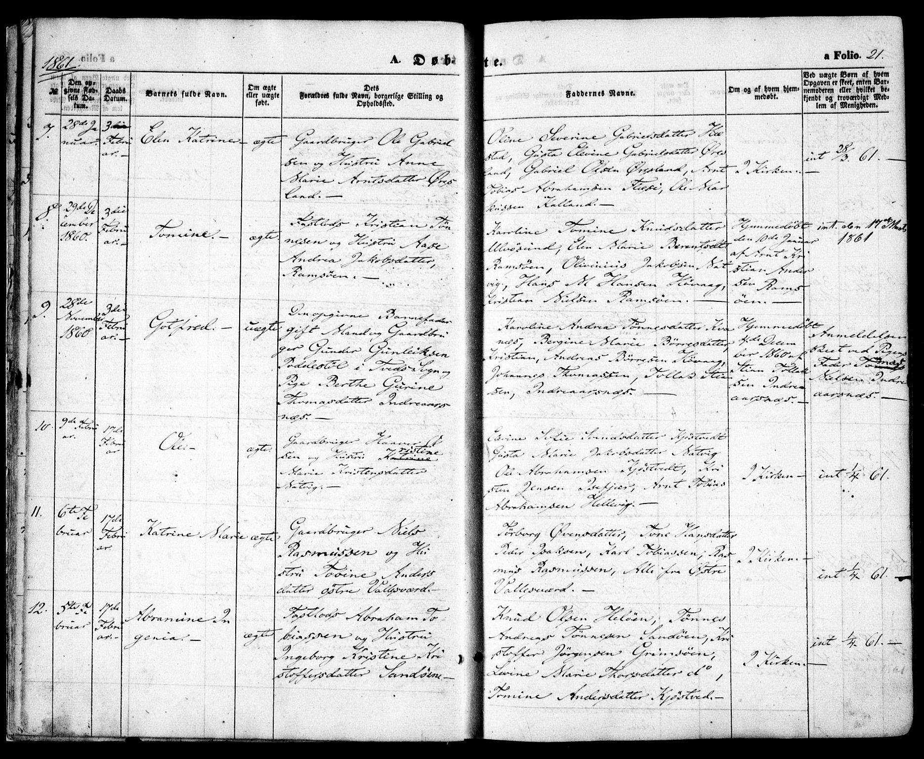 Høvåg sokneprestkontor, SAK/1111-0025/F/Fa/L0004: Parish register (official) no. A 4, 1859-1877, p. 21