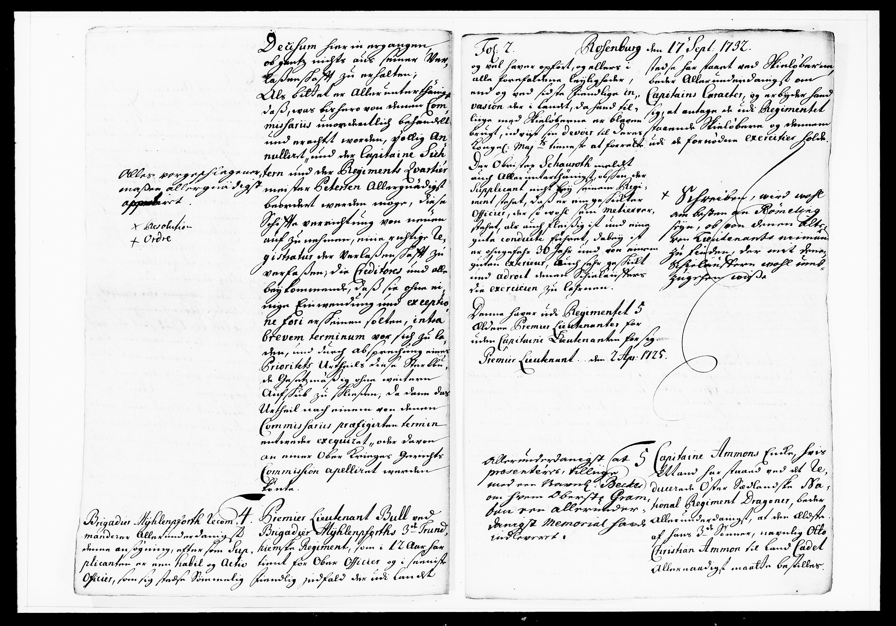 Krigskollegiet, Krigskancelliet, DRA/A-0006/-/1103-1107: Refererede sager, 1732, p. 243
