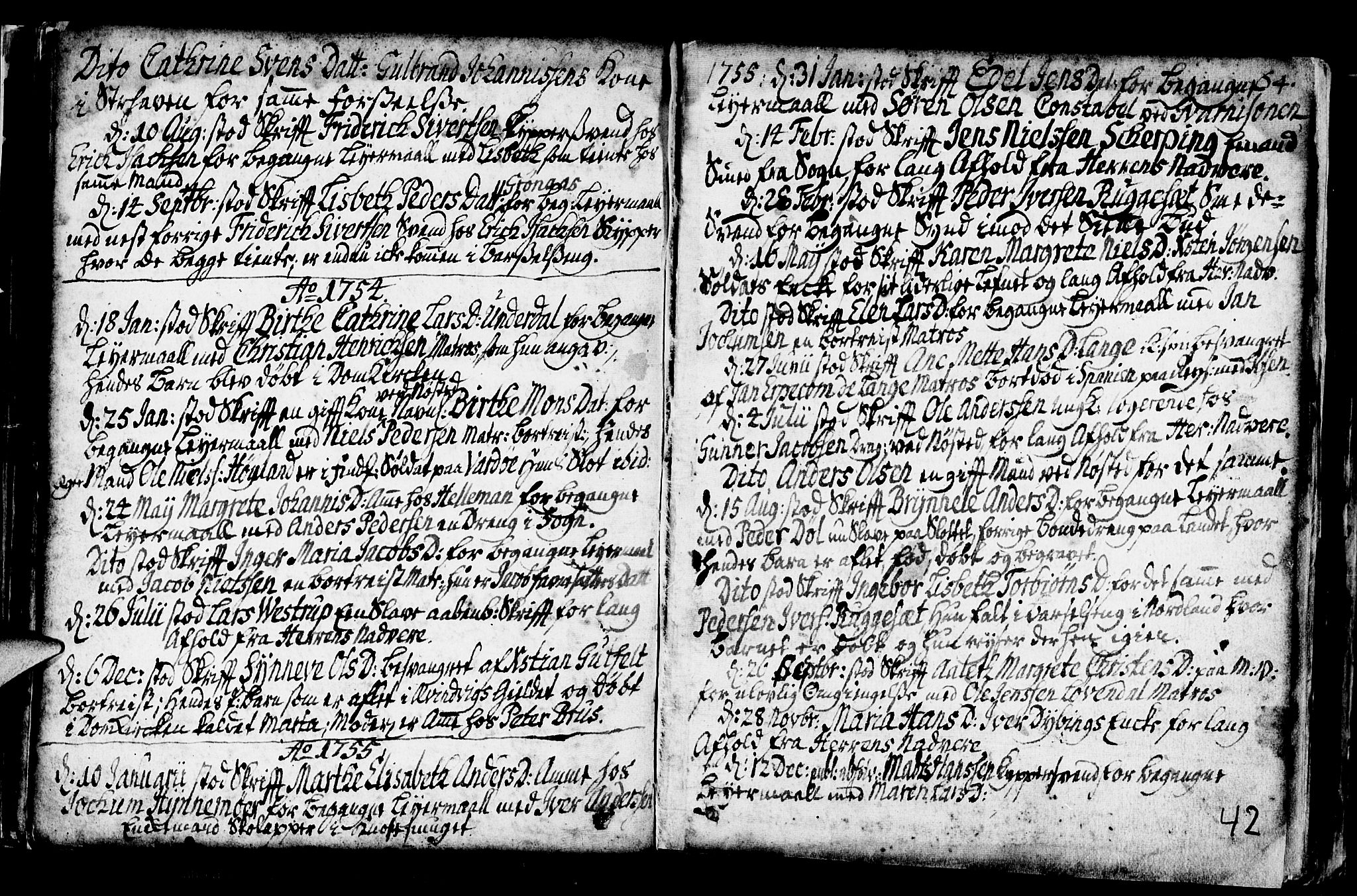 Nykirken Sokneprestembete, SAB/A-77101/H/Haa/L0001: Parish register (official) no. A 1, 1668-1820, p. 42