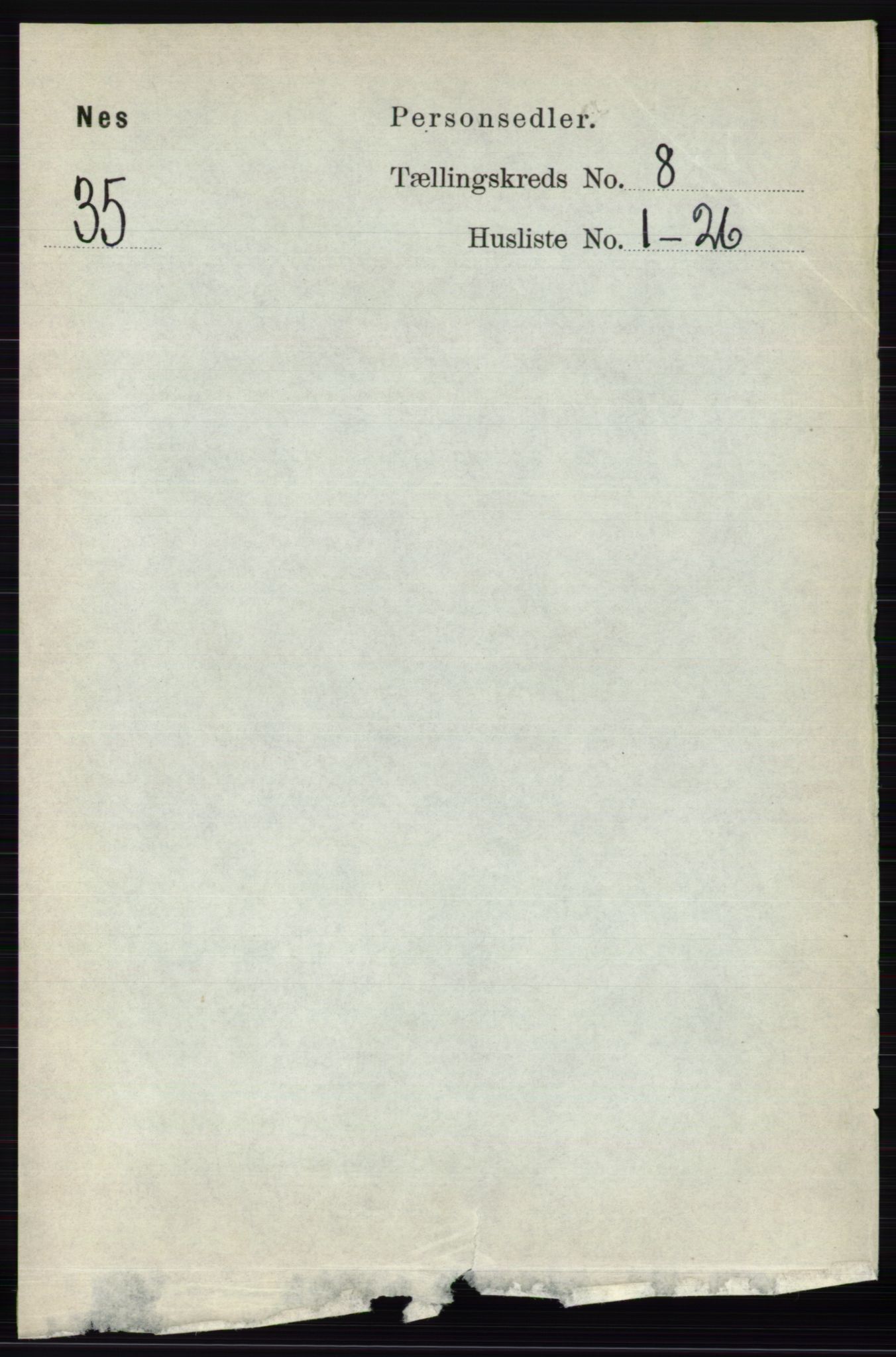 RA, 1891 census for 0236 Nes, 1891, p. 4582