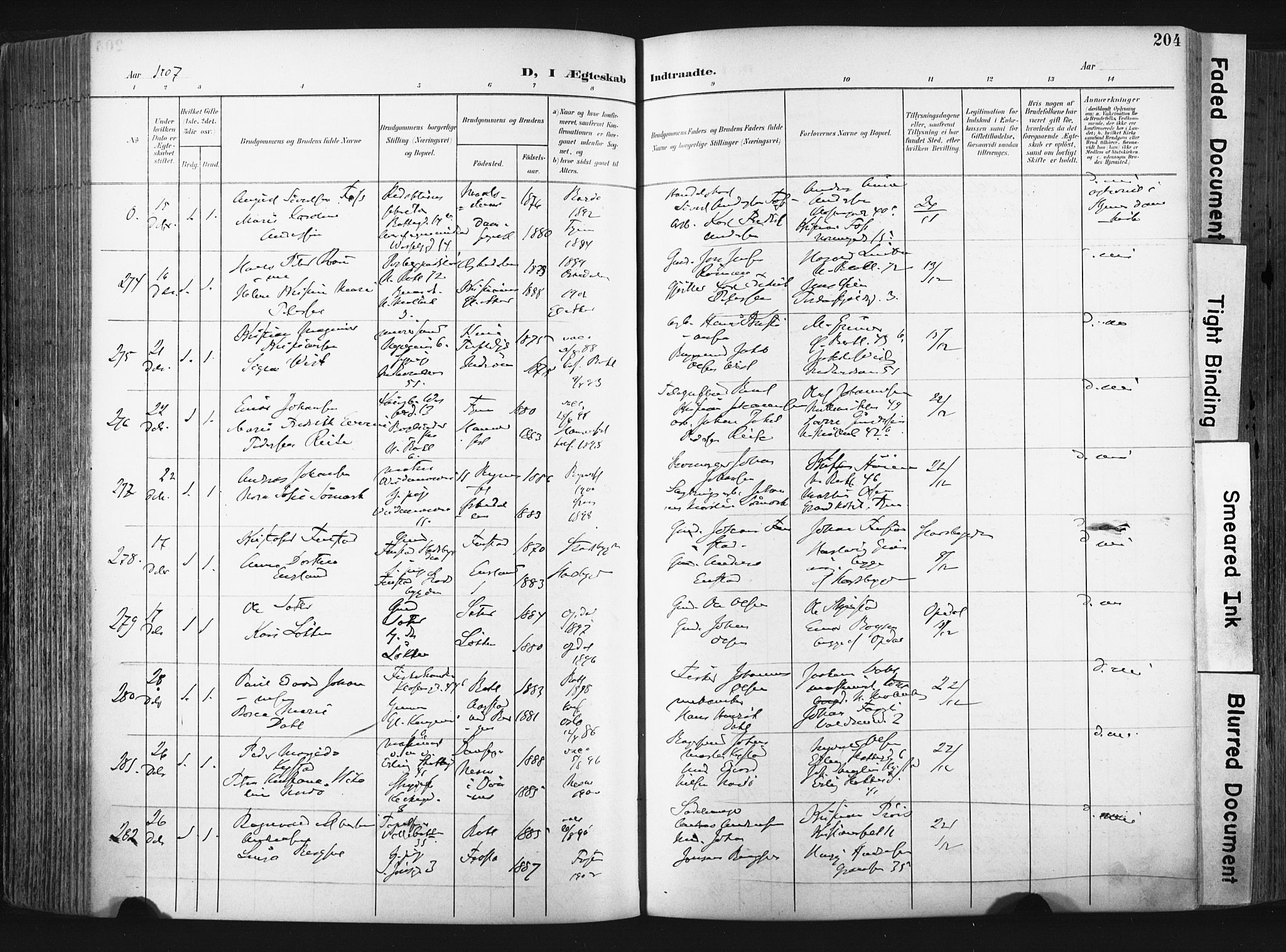 Ministerialprotokoller, klokkerbøker og fødselsregistre - Sør-Trøndelag, SAT/A-1456/604/L0201: Parish register (official) no. 604A21, 1901-1911, p. 204