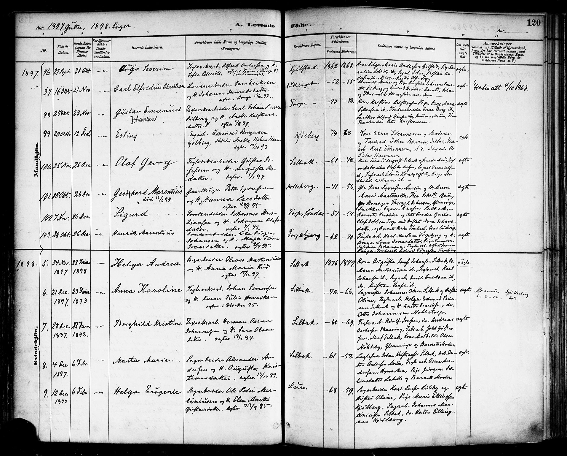 Borge prestekontor Kirkebøker, SAO/A-10903/F/Fa/L0008: Parish register (official) no. I 8A, 1887-1902, p. 120