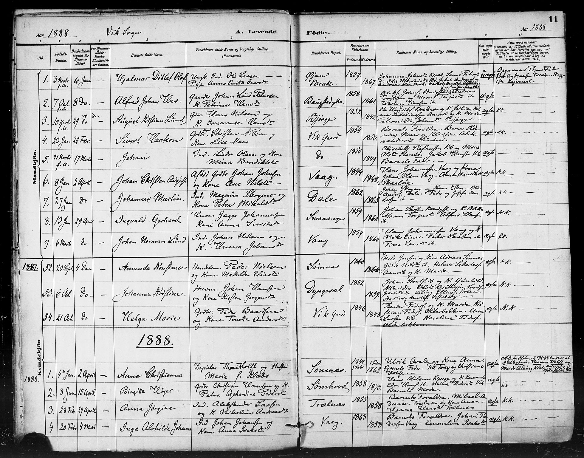 Ministerialprotokoller, klokkerbøker og fødselsregistre - Nordland, SAT/A-1459/812/L0178: Parish register (official) no. 812A07, 1886-1900, p. 11