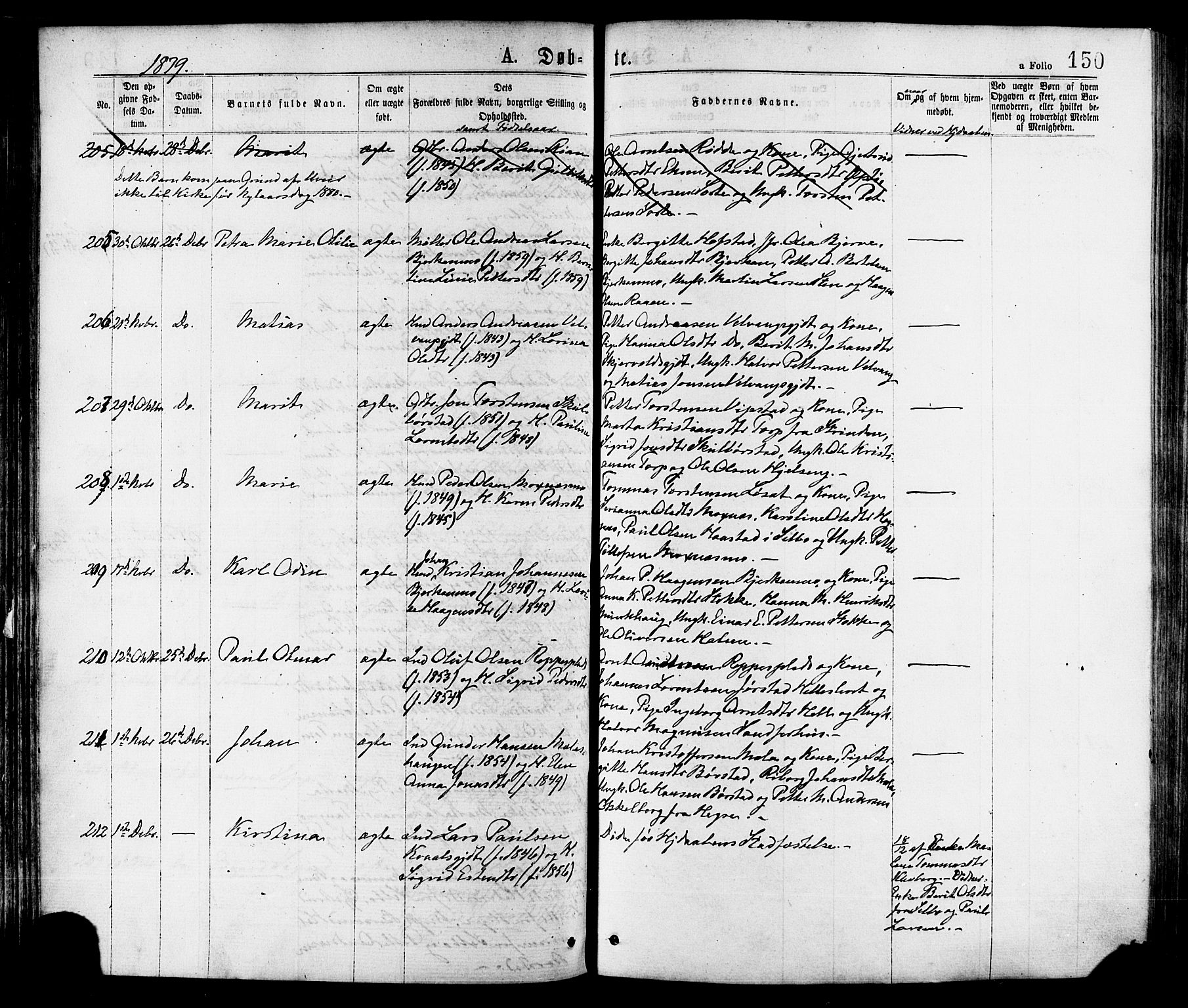 Ministerialprotokoller, klokkerbøker og fødselsregistre - Nord-Trøndelag, SAT/A-1458/709/L0076: Parish register (official) no. 709A16, 1871-1879, p. 150