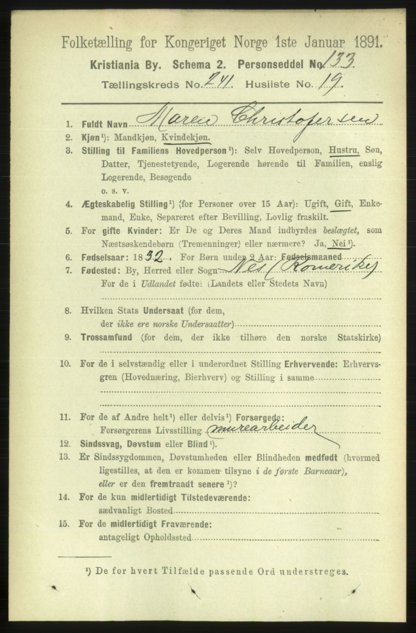 RA, 1891 census for 0301 Kristiania, 1891, p. 146874