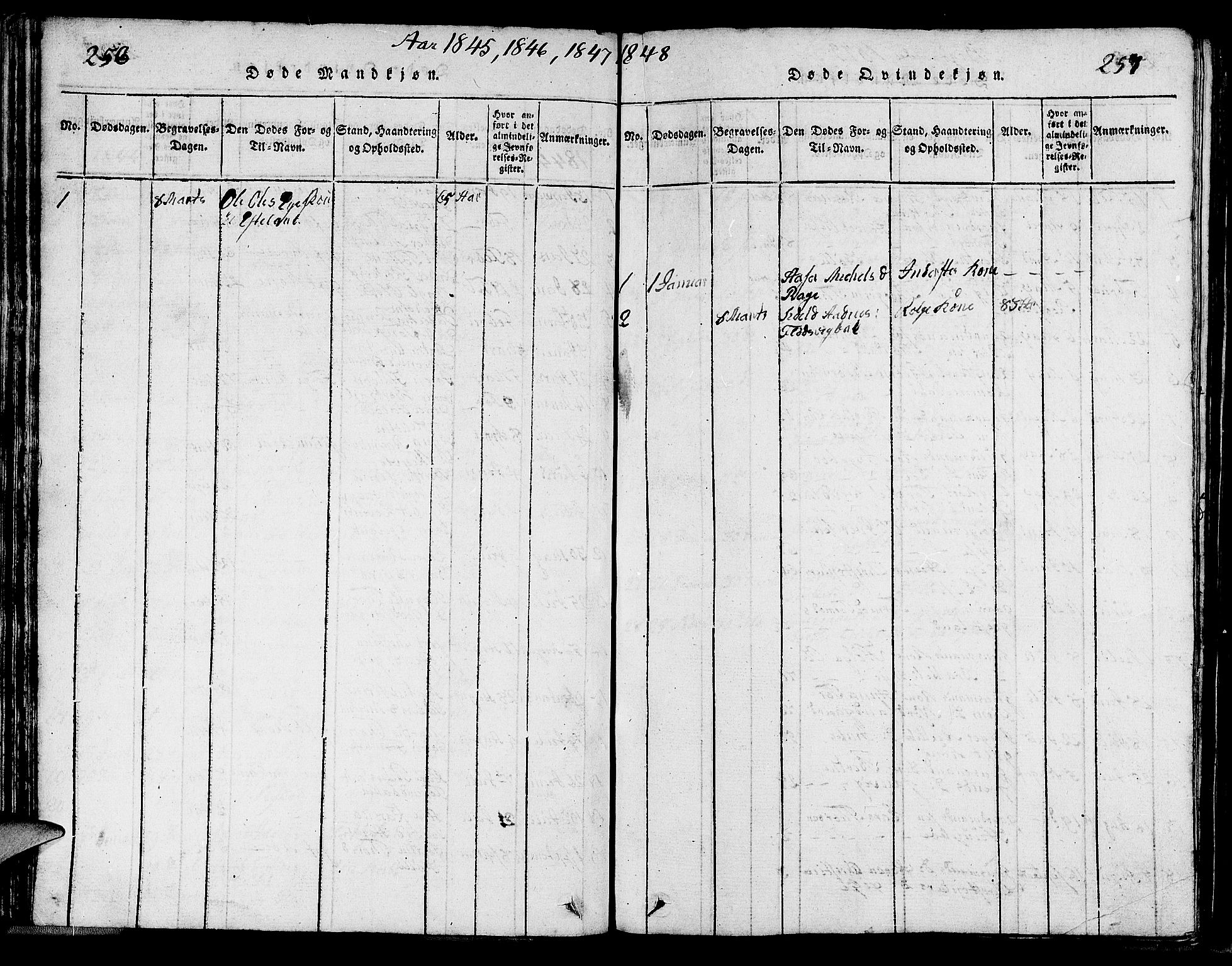 Strand sokneprestkontor, SAST/A-101828/H/Ha/Hab/L0002: Parish register (copy) no. B 2, 1816-1854, p. 256-257