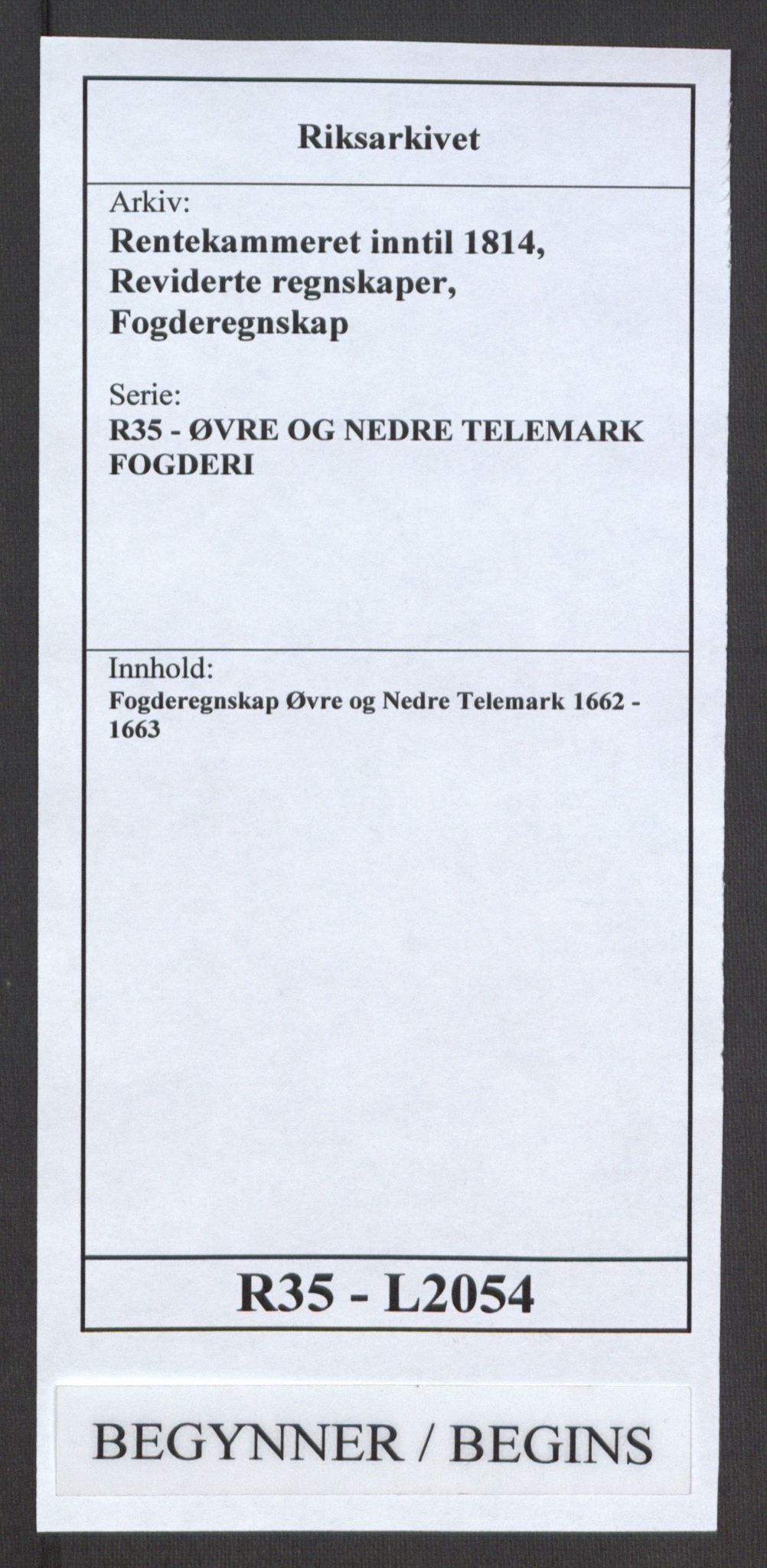 Rentekammeret inntil 1814, Reviderte regnskaper, Fogderegnskap, RA/EA-4092/R35/L2054: Fogderegnskap Øvre og Nedre Telemark, 1662-1663, p. 1