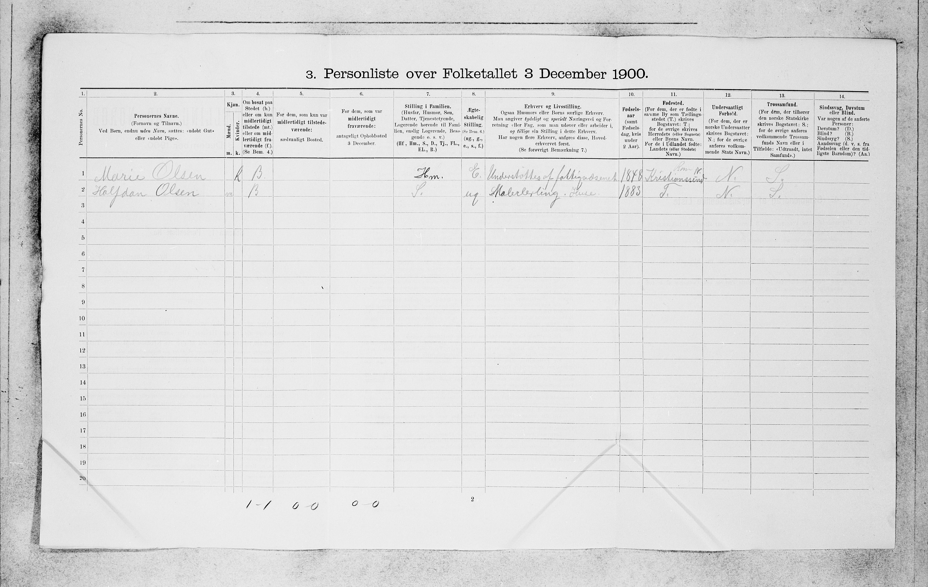 SAB, 1900 census for Bergen, 1900, p. 8434