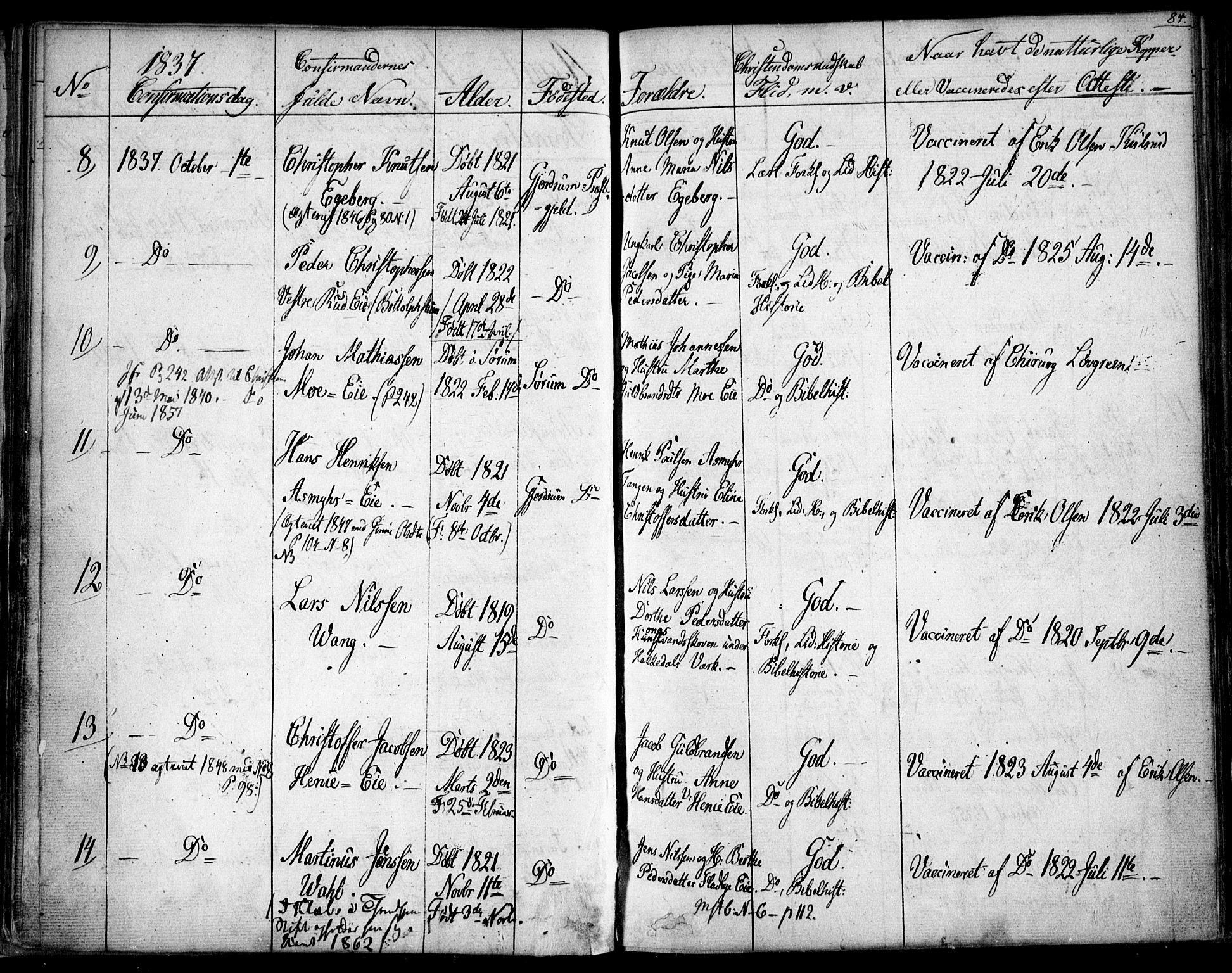 Gjerdrum prestekontor Kirkebøker, AV/SAO-A-10412b/F/Fa/L0005: Parish register (official) no. I 5, 1835-1845, p. 84