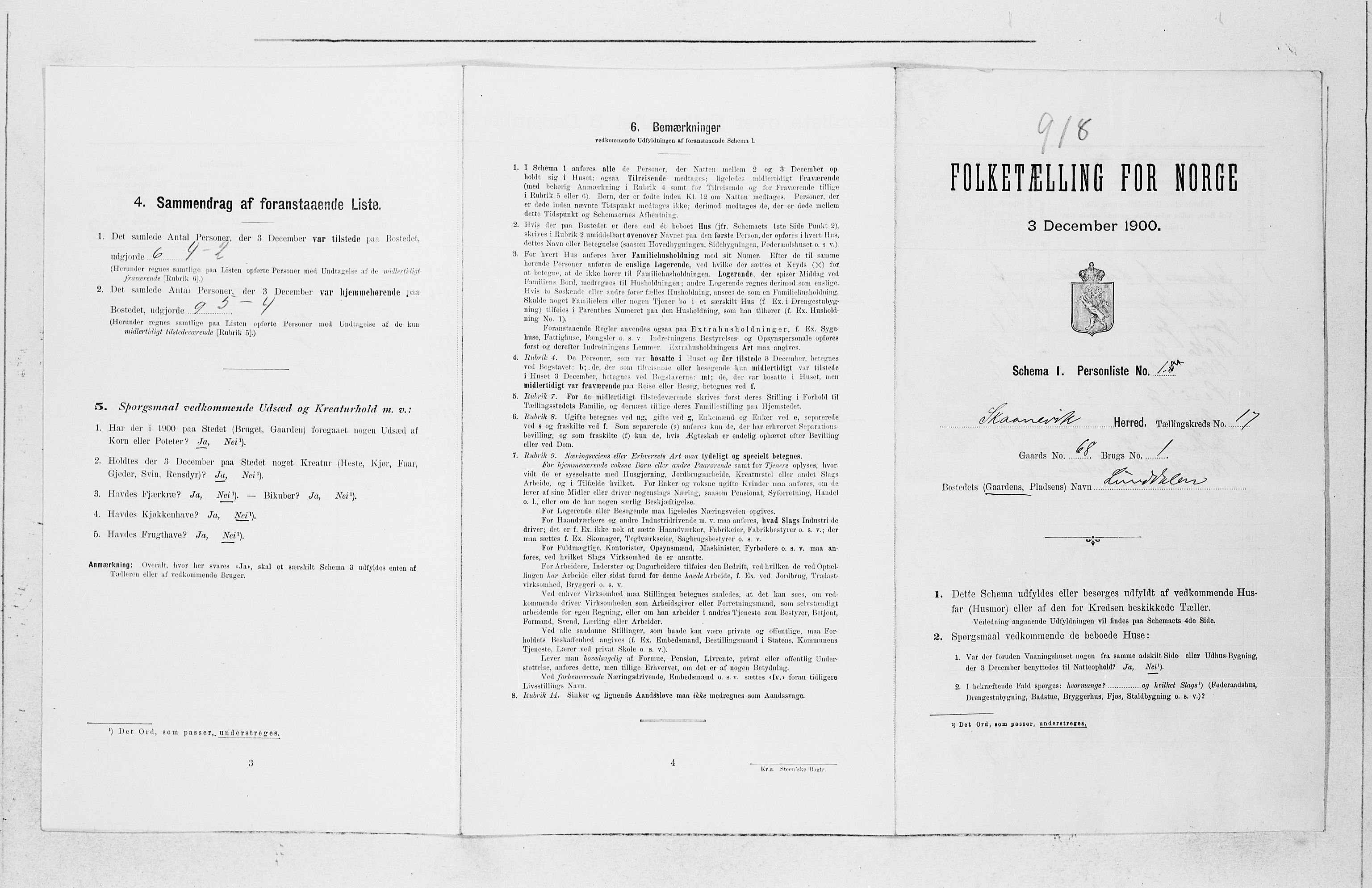 SAB, 1900 census for Skånevik, 1900, p. 628