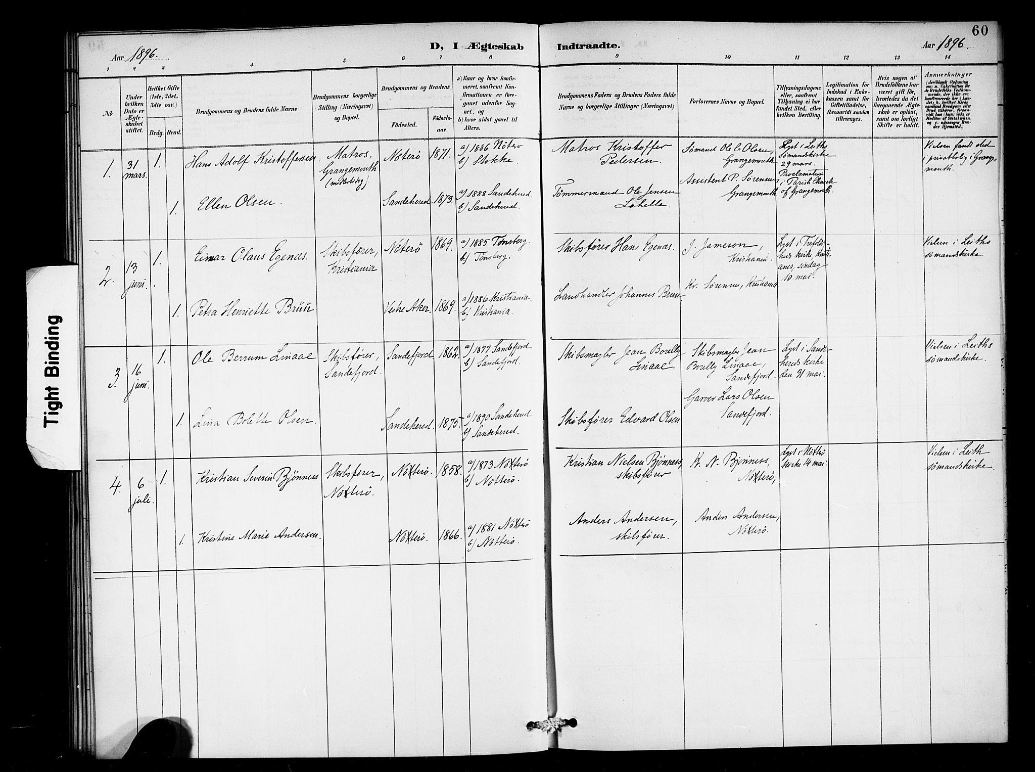 Den norske sjømannsmisjon i utlandet/Skotske havner (Leith, Glasgow), SAB/SAB/PA-0100/H/Ha/Haa/L0003: Parish register (official) no. A 3, 1887-1898, p. 60