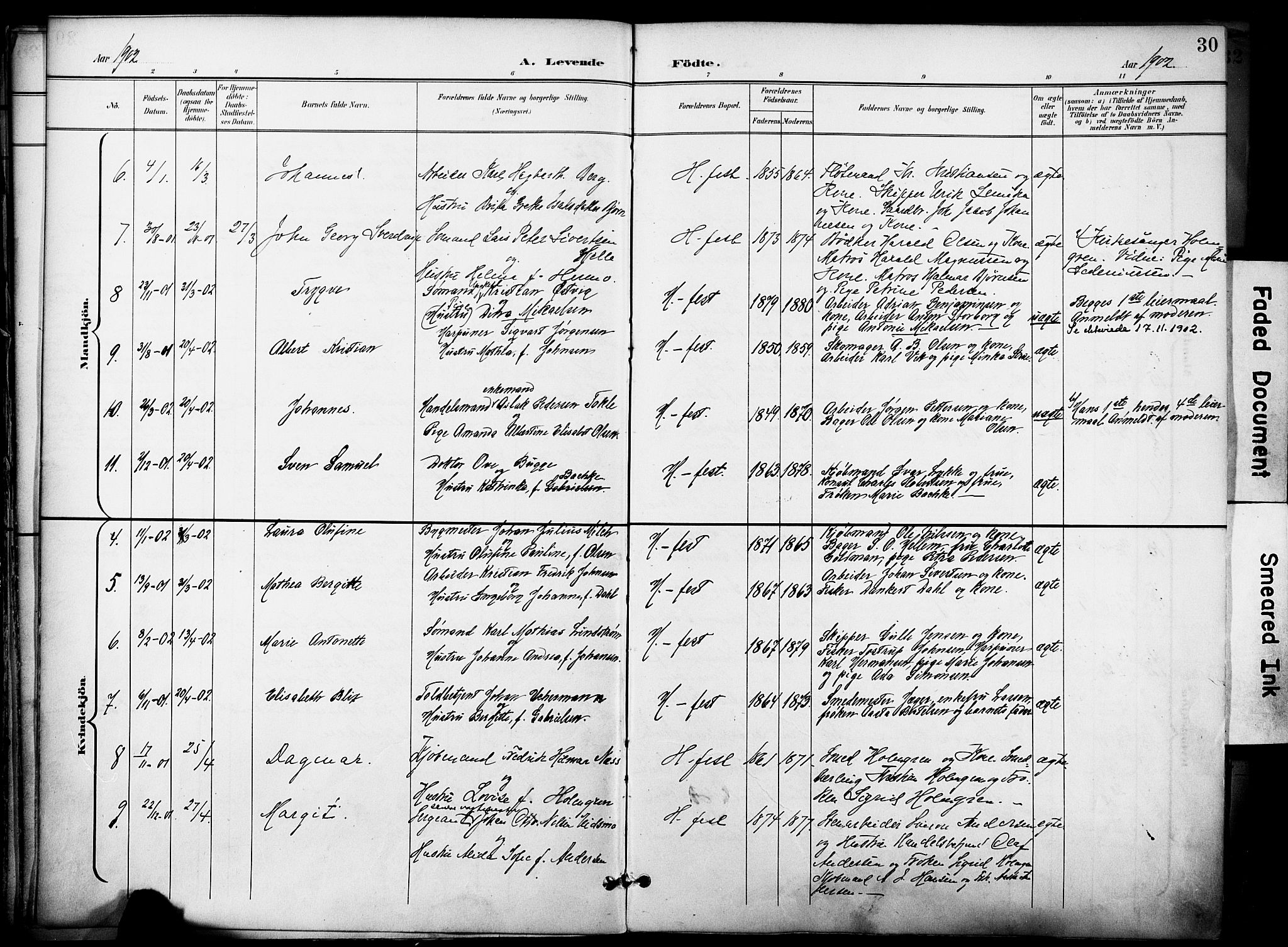 Hammerfest sokneprestkontor, SATØ/S-1347/H/Ha/L0010.kirke: Parish register (official) no. 10, 1898-1905, p. 30