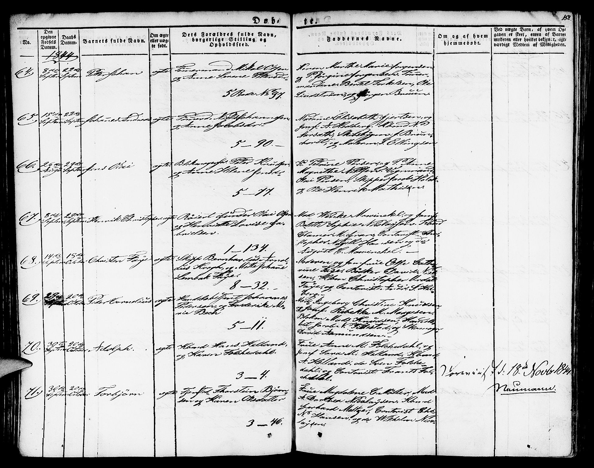 Nykirken Sokneprestembete, SAB/A-77101/H/Haa/L0012: Parish register (official) no. A 12, 1821-1844, p. 158