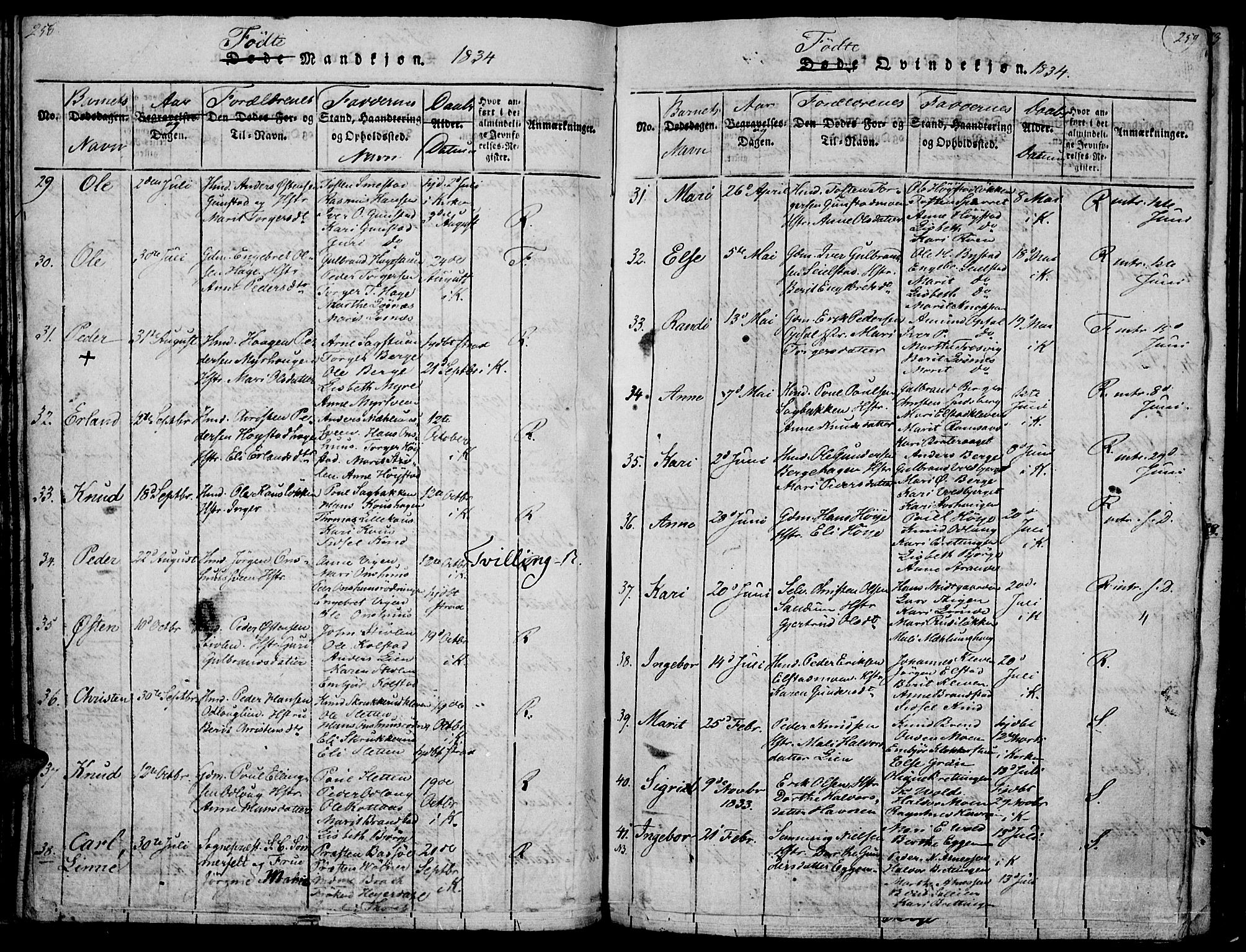 Ringebu prestekontor, AV/SAH-PREST-082/H/Ha/Haa/L0004: Parish register (official) no. 4, 1821-1839, p. 258-259