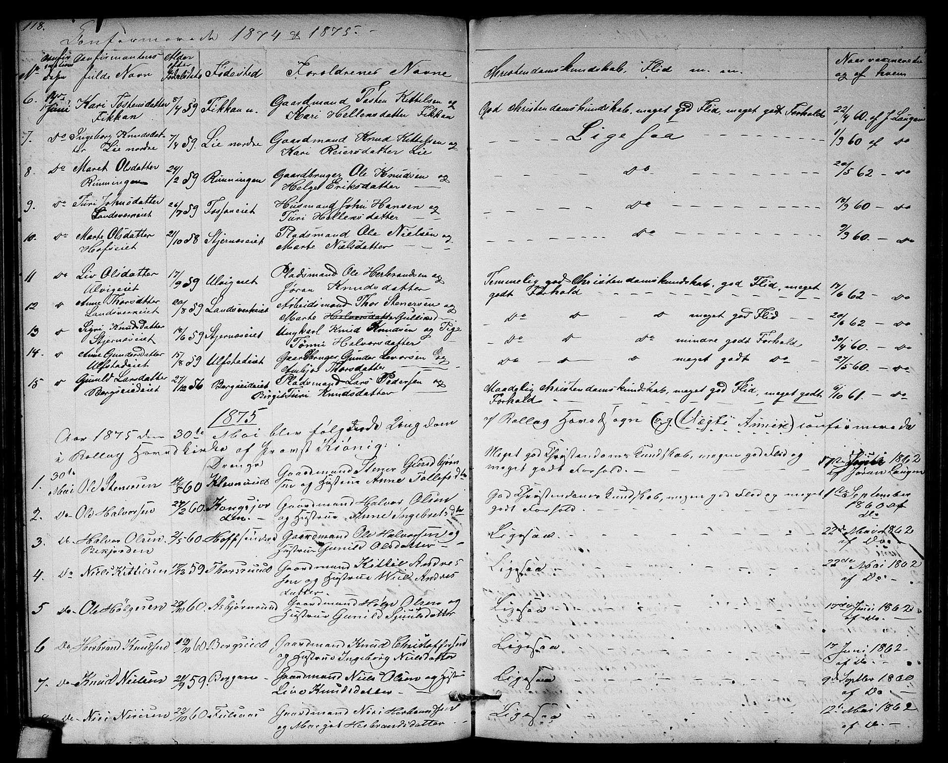 Rollag kirkebøker, SAKO/A-240/G/Ga/L0003: Parish register (copy) no. I 3, 1856-1887, p. 118