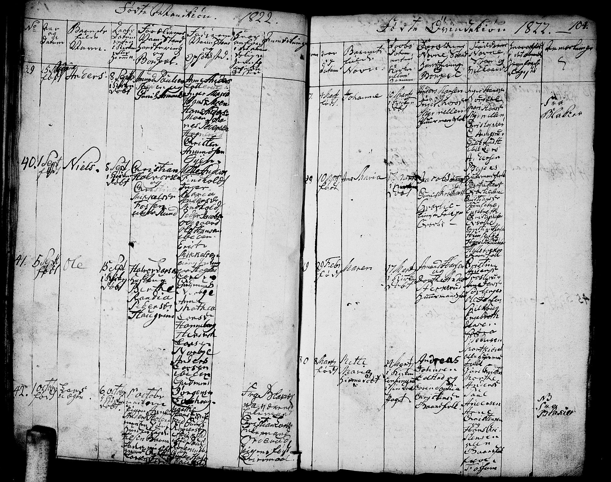Aurskog prestekontor Kirkebøker, SAO/A-10304a/F/Fa/L0005: Parish register (official) no. I 5, 1814-1829, p. 104