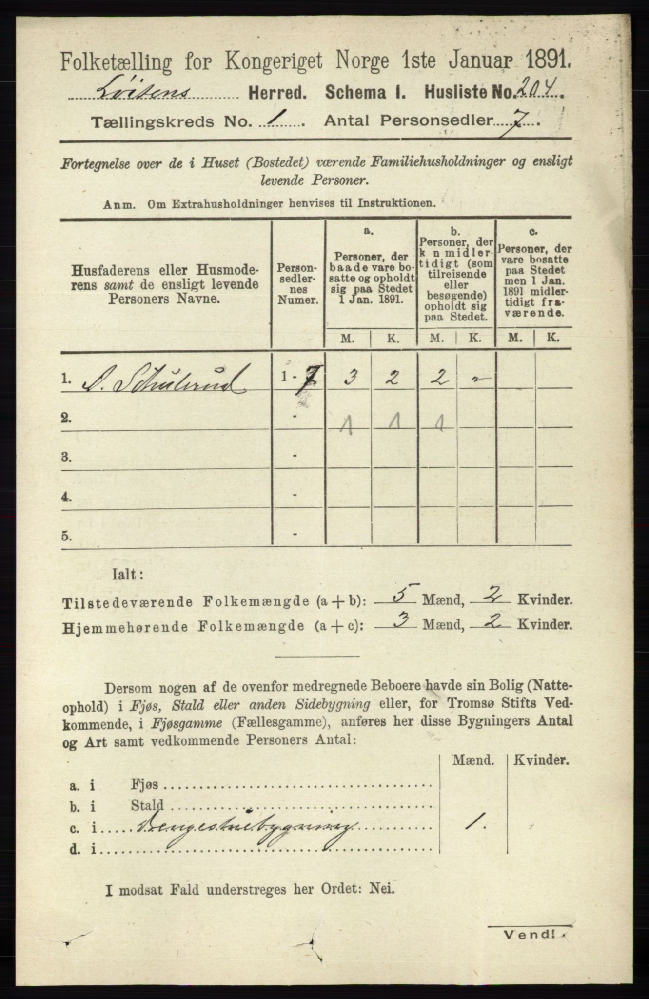 RA, 1891 census for 0415 Løten, 1891, p. 243