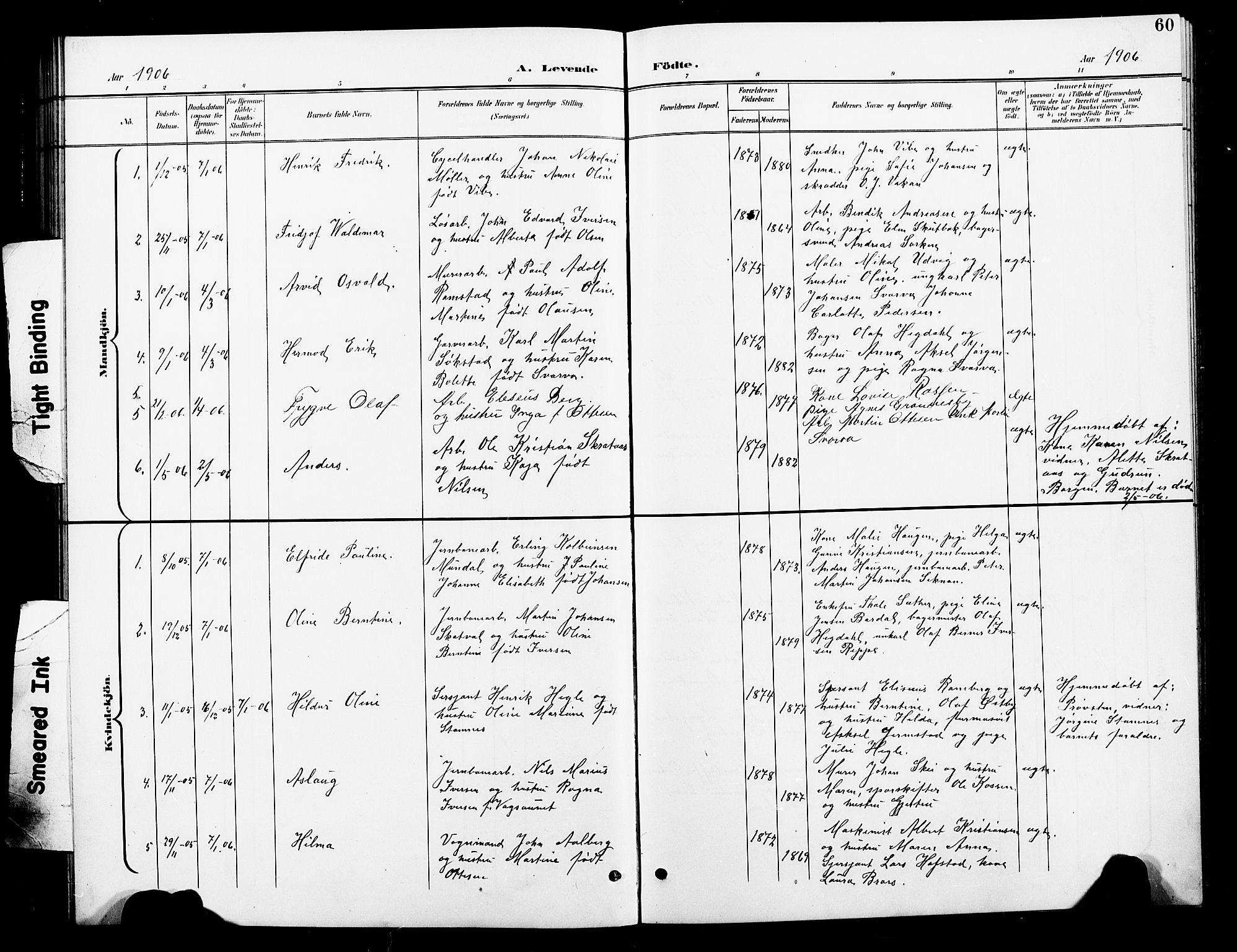 Ministerialprotokoller, klokkerbøker og fødselsregistre - Nord-Trøndelag, SAT/A-1458/739/L0375: Parish register (copy) no. 739C03, 1898-1908, p. 60