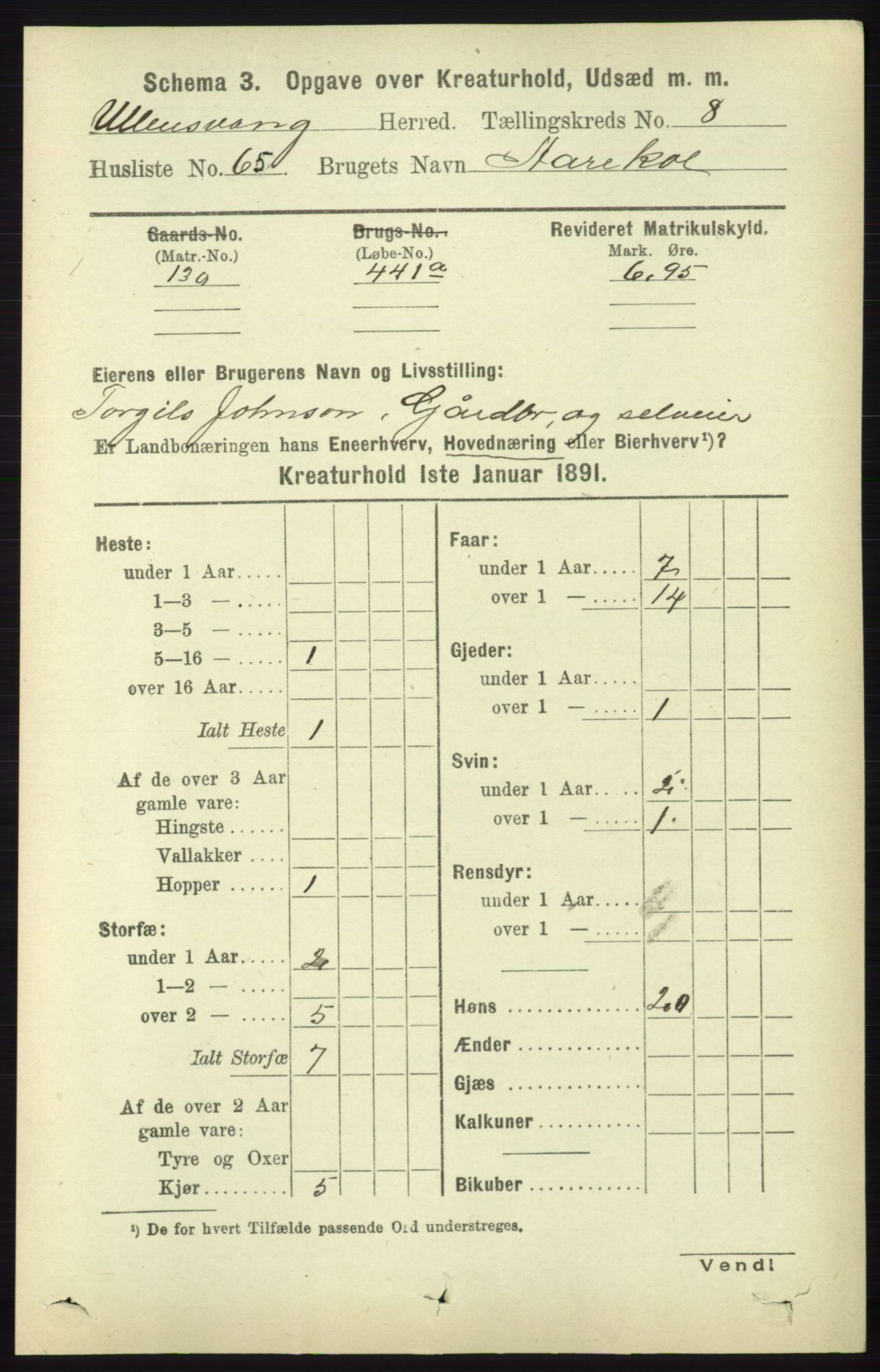 RA, 1891 census for 1230 Ullensvang, 1891, p. 7562