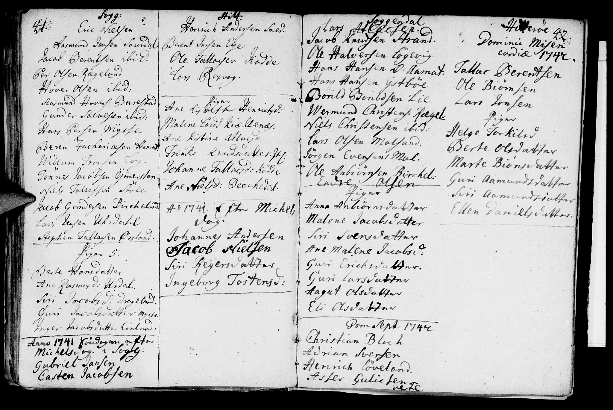 Sokndal sokneprestkontor, SAST/A-101808: Parish register (official) no. A 2, 1740-1743, p. 41-42