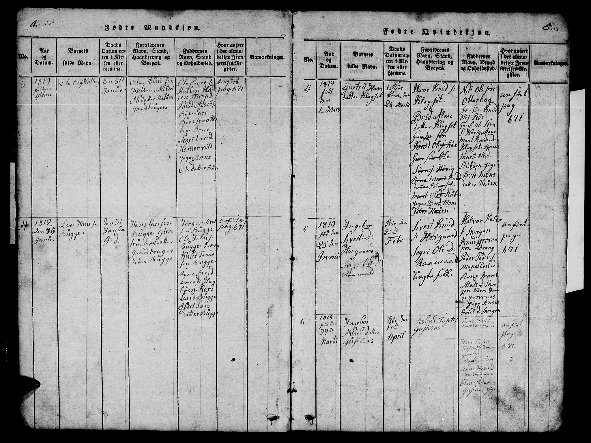 Ministerialprotokoller, klokkerbøker og fødselsregistre - Møre og Romsdal, SAT/A-1454/551/L0629: Parish register (copy) no. 551C01, 1818-1839, p. 4-5