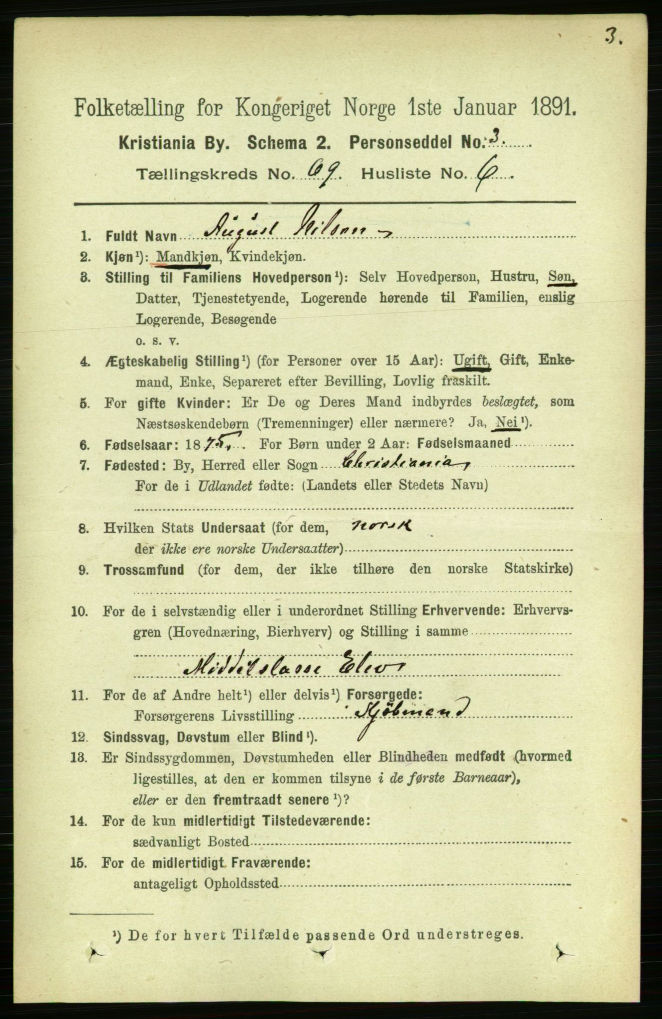RA, 1891 census for 0301 Kristiania, 1891, p. 38305