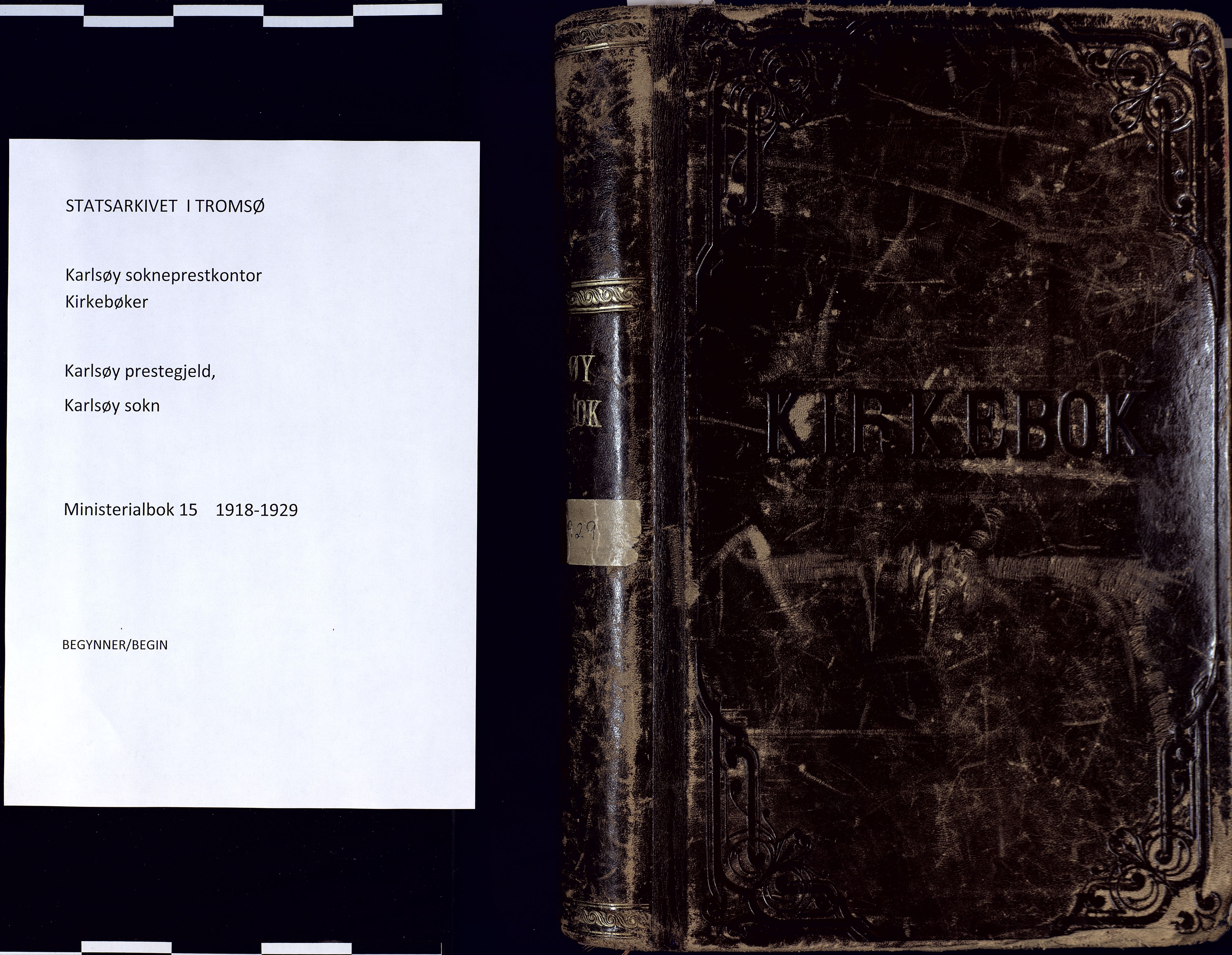 Karlsøy sokneprestembete, AV/SATØ-S-1299/H/Ha/Haa/L0015kirke: Parish register (official) no. 15, 1918-1929