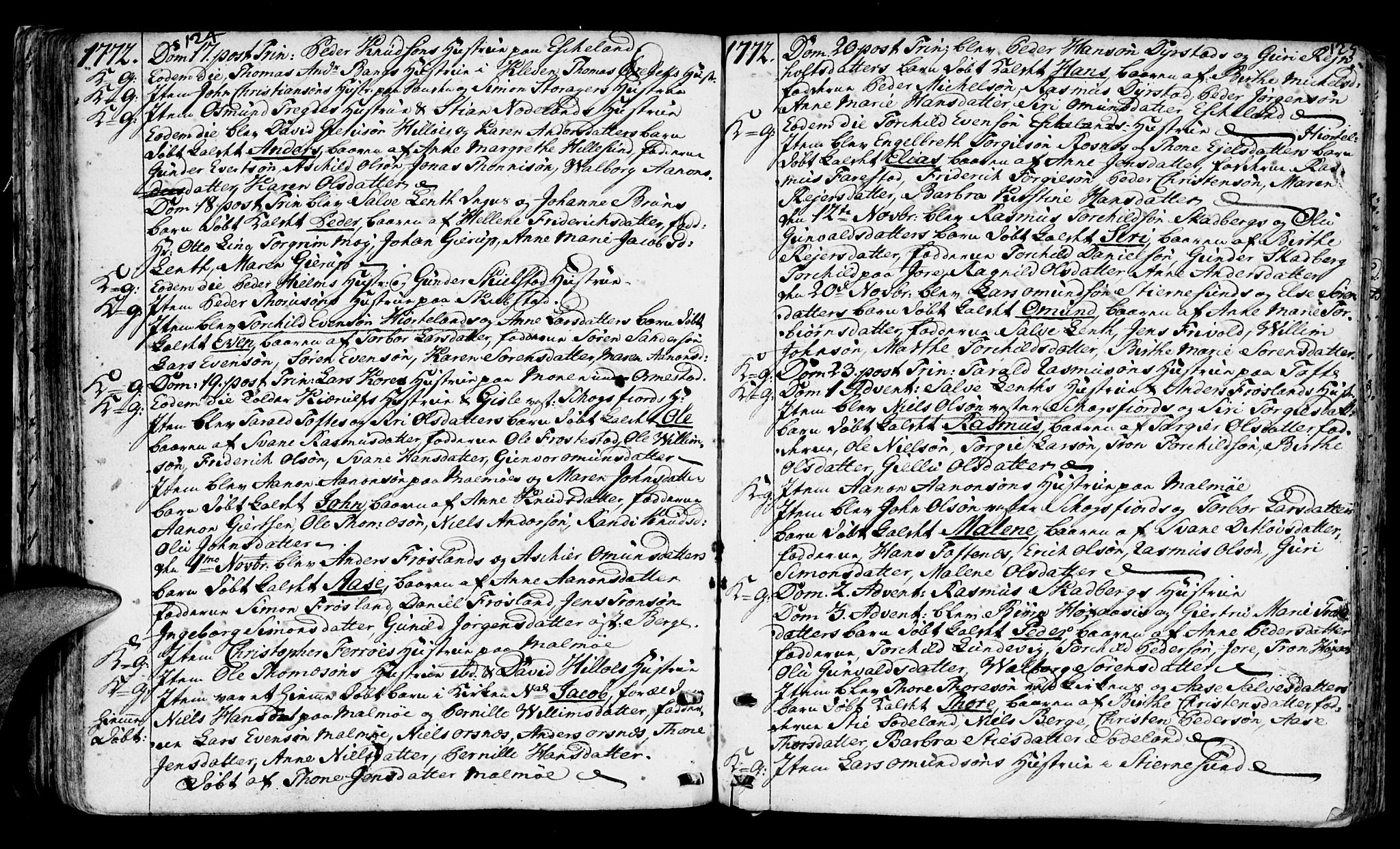 Mandal sokneprestkontor, SAK/1111-0030/F/Fa/Faa/L0003: Parish register (official) no. A 3, 1748-1794, p. 124-125