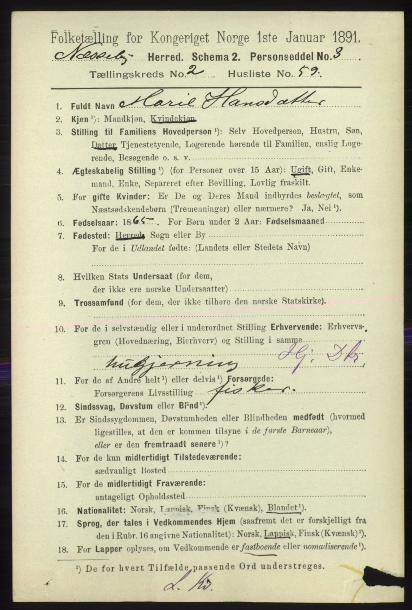 RA, 1891 census for 2027 Nesseby, 1891, p. 978