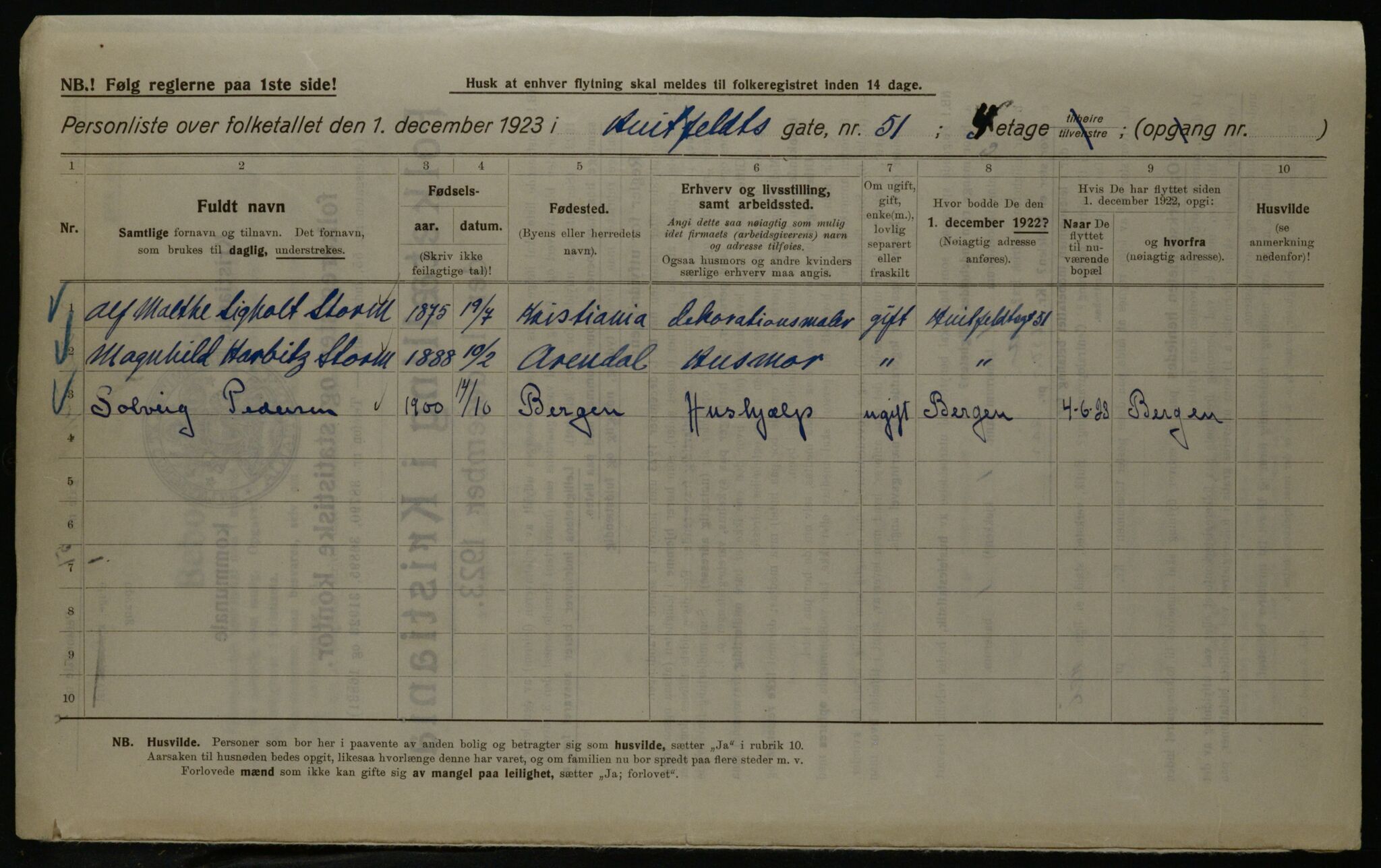 OBA, Municipal Census 1923 for Kristiania, 1923, p. 47061