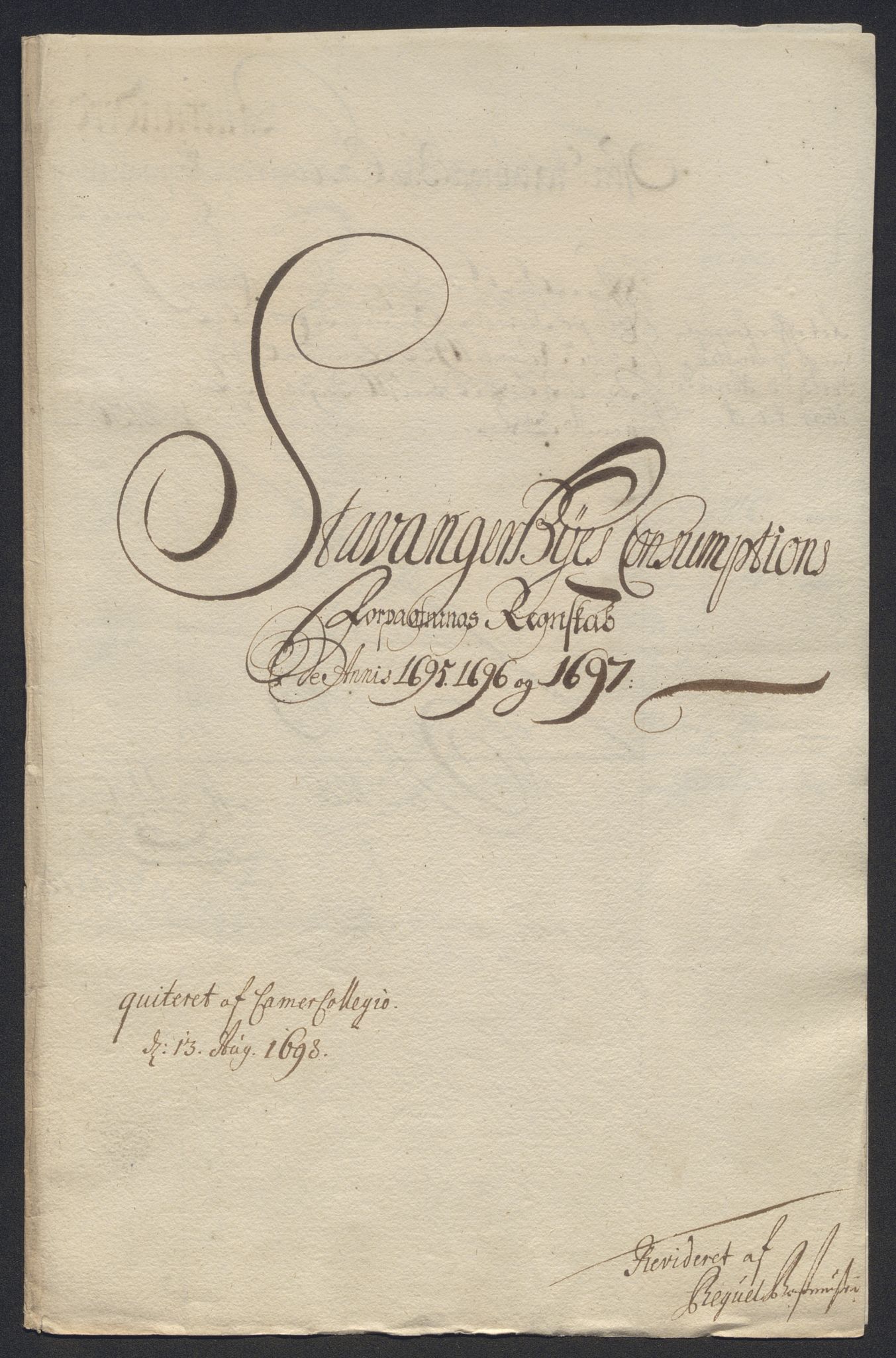 Rentekammeret inntil 1814, Reviderte regnskaper, Byregnskaper, RA/EA-4066/R/Ro/L0333: [O25] Konsumpsjonsregnskap, 1690-1704, p. 121